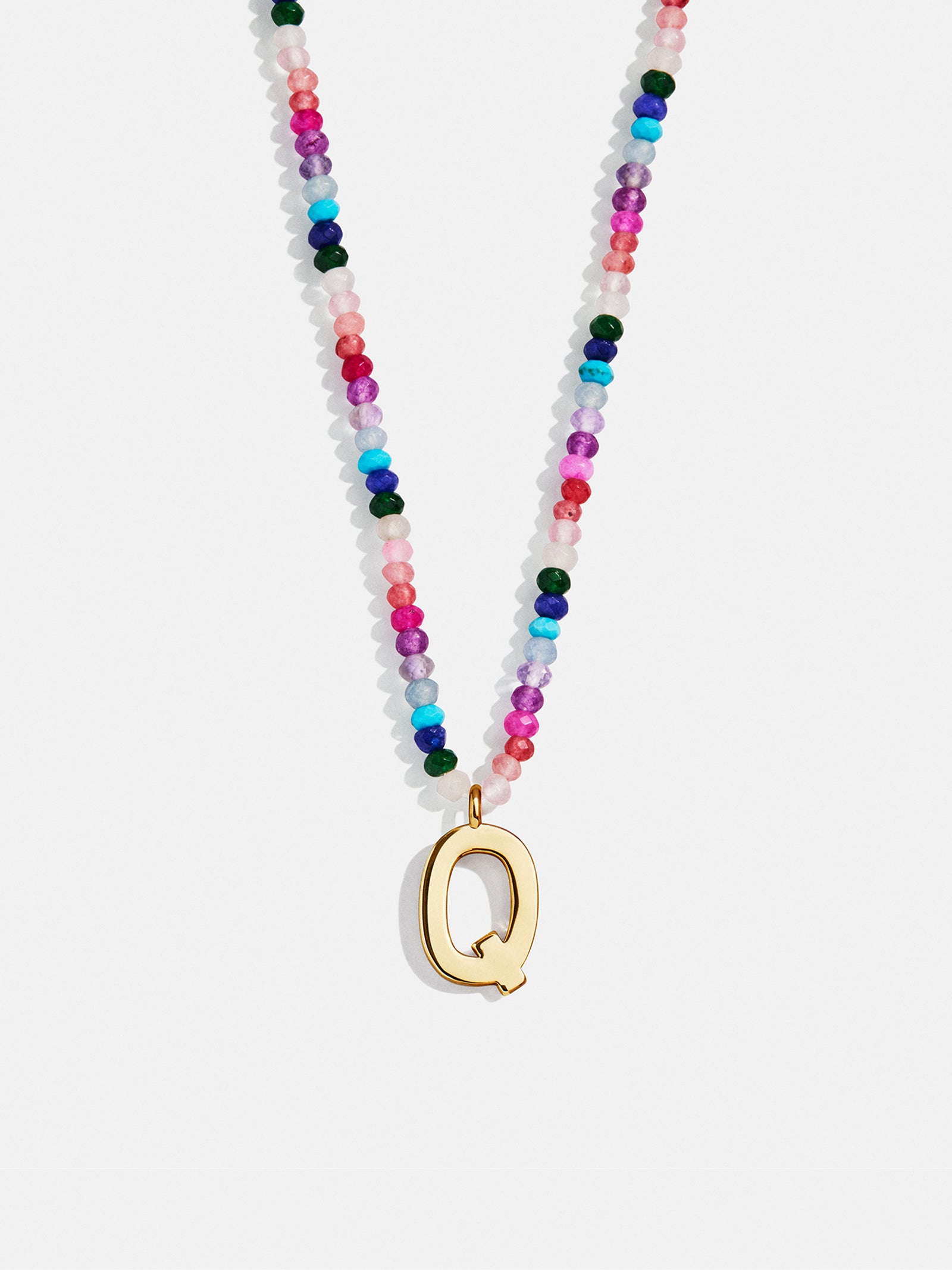 Semi-Precious Block Initial Necklace - Dark Multi - Image 19