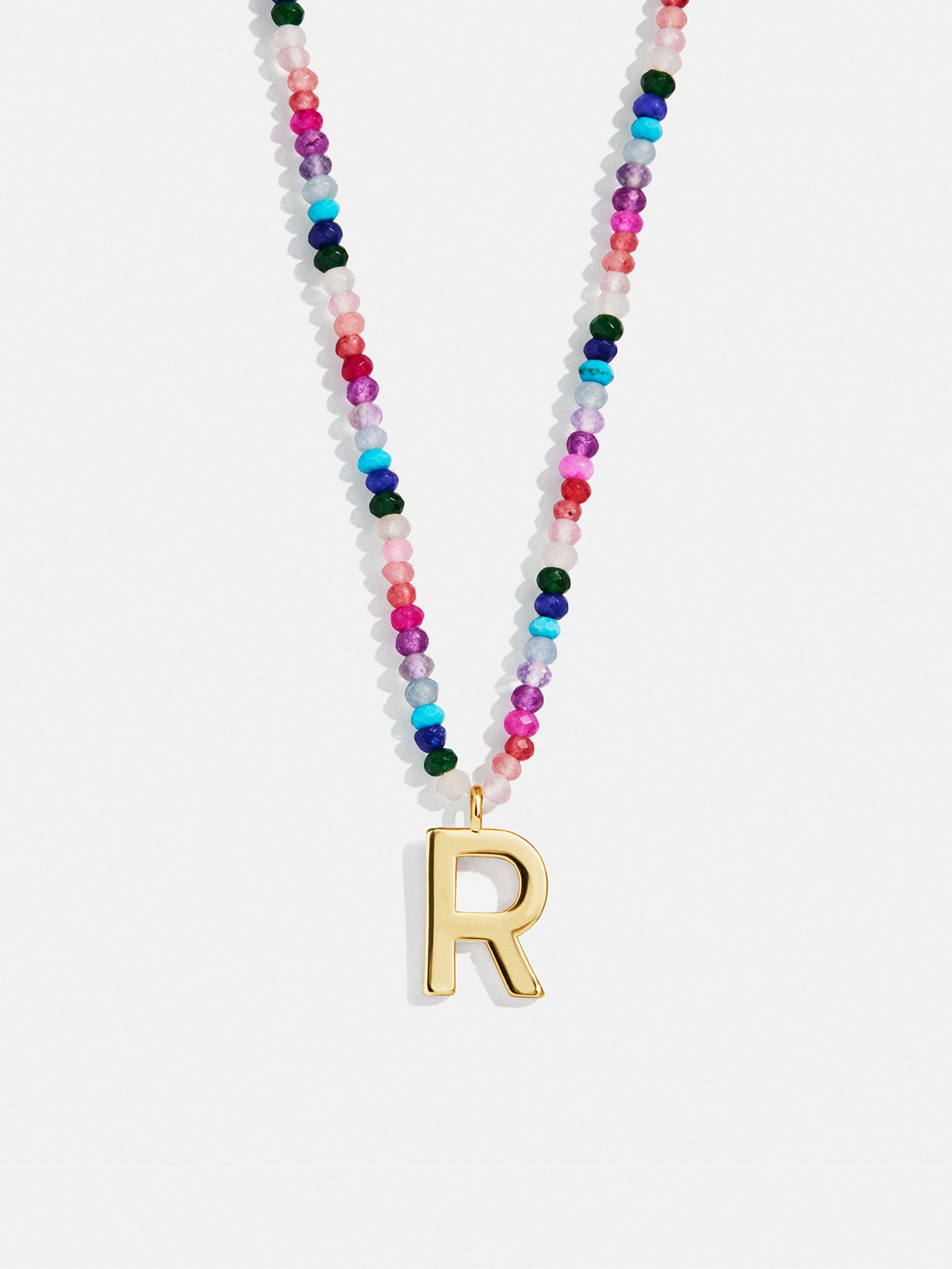 Semi-Precious Block Initial Necklace - Dark Multi - Image 20