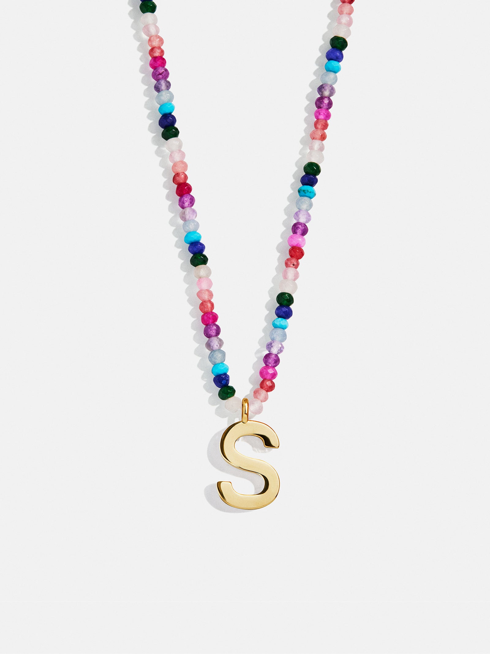 Semi-Precious Block Initial Necklace - Dark Multi - Image 21
