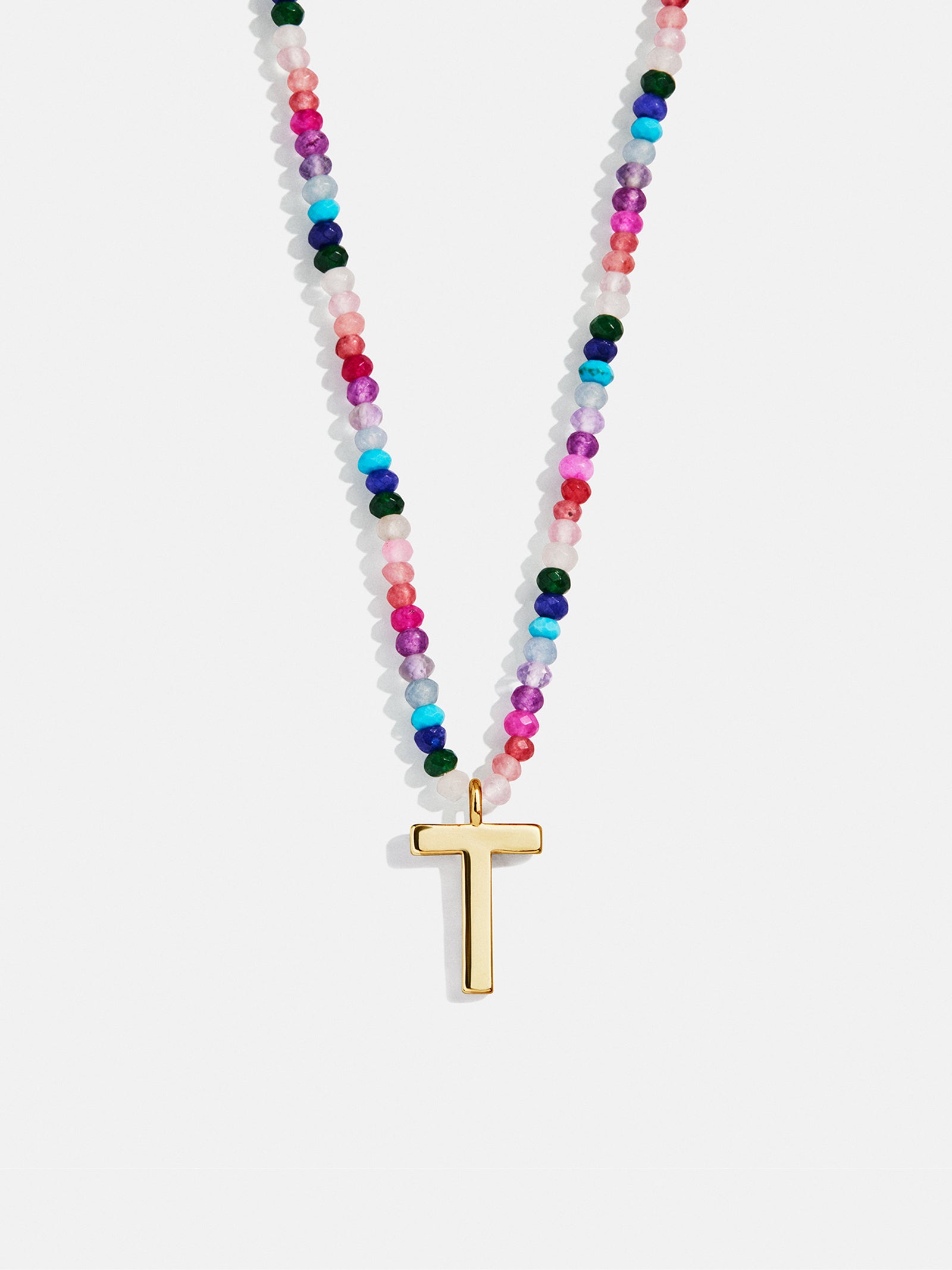 Semi-Precious Block Initial Necklace - Dark Multi - Image 22