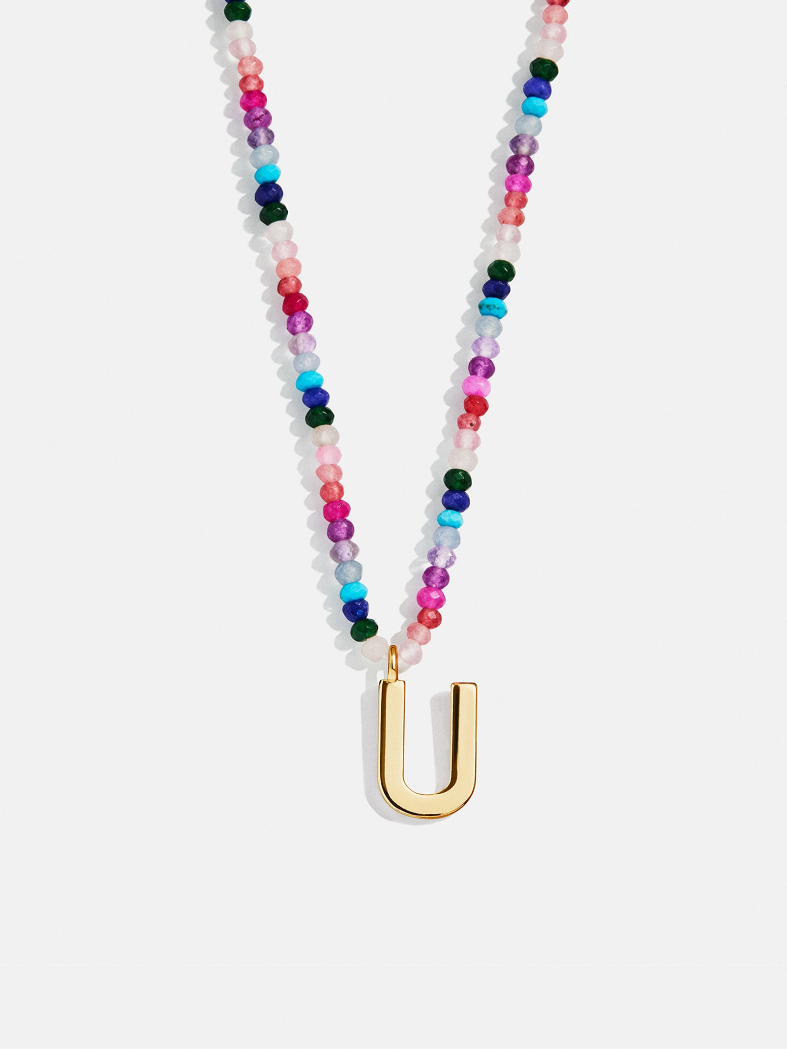 Semi-Precious Block Initial Necklace - Dark Multi - Image 23