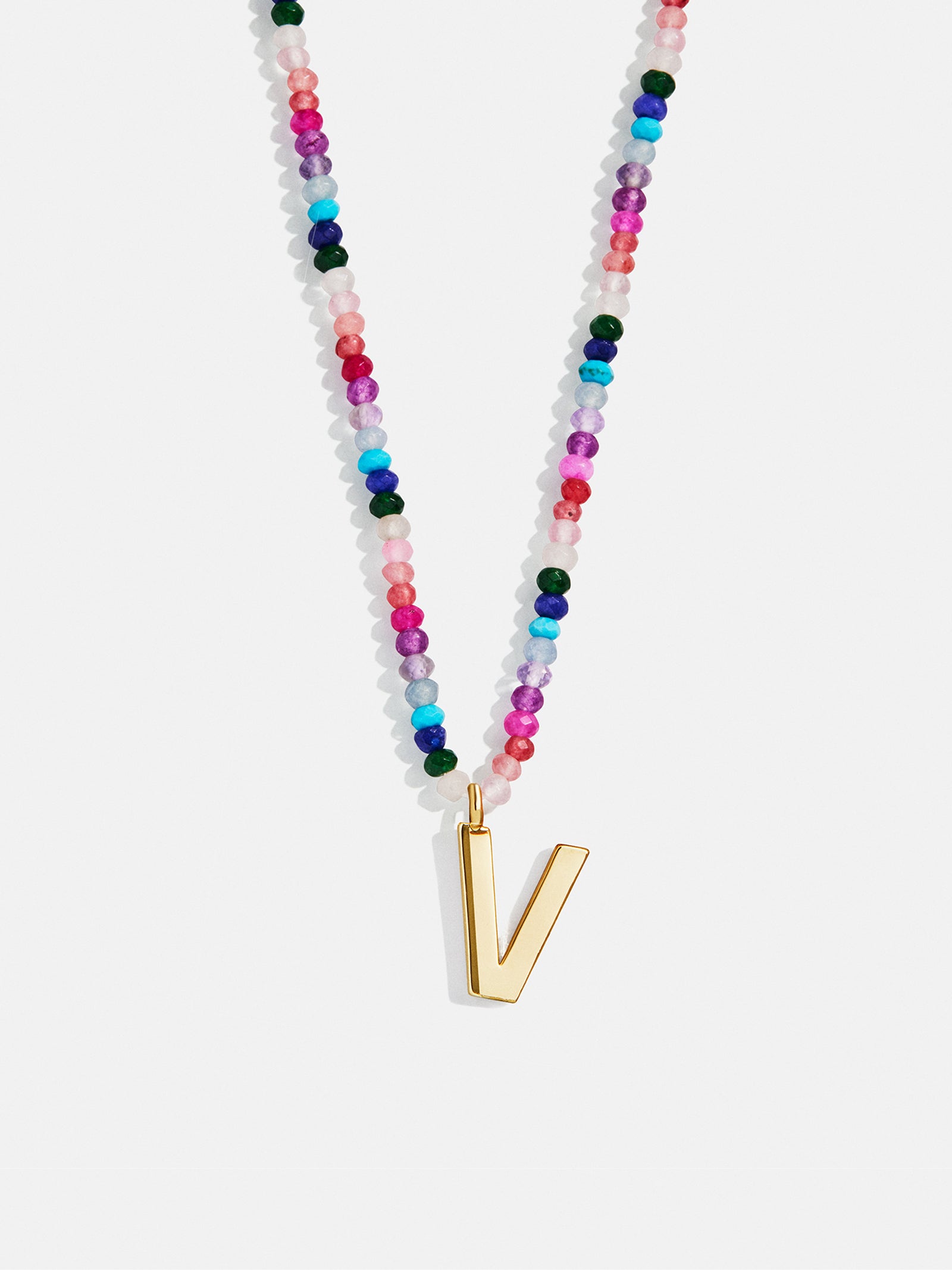 Semi-Precious Block Initial Necklace - Dark Multi - Image 24