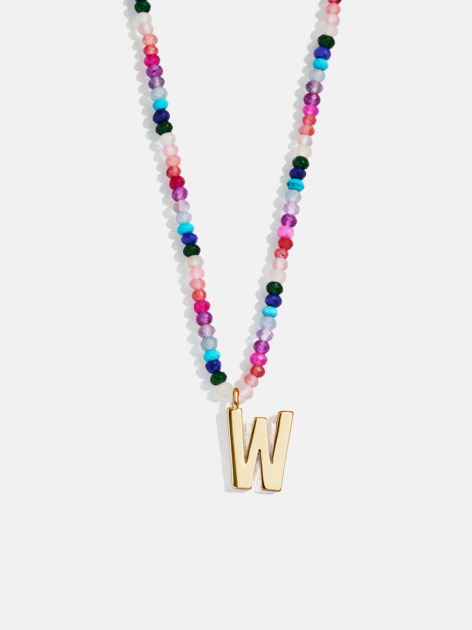 Semi-Precious Block Initial Necklace - Dark Multi - Image 25