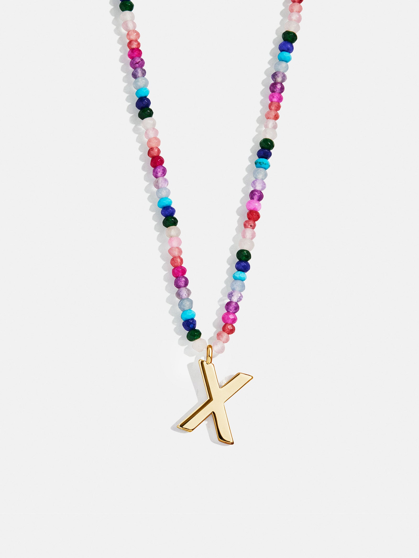 Semi-Precious Block Initial Necklace - Dark Multi - Image 26