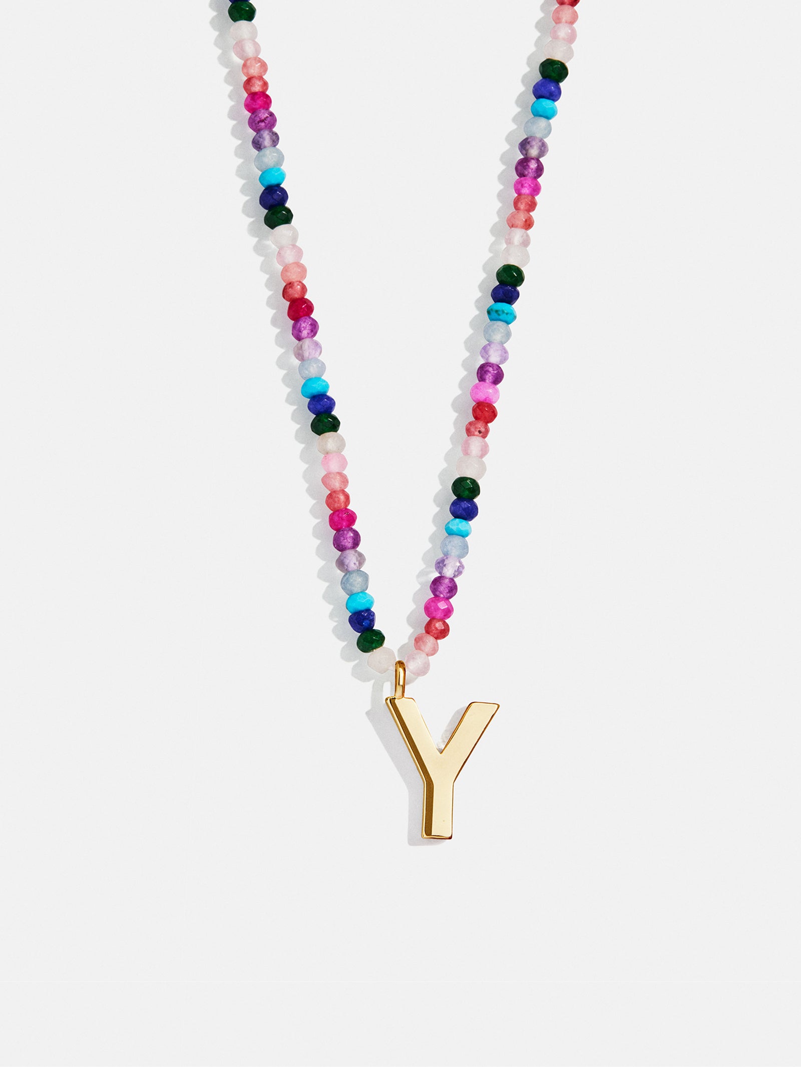 Semi-Precious Block Initial Necklace - Dark Multi - Image 27