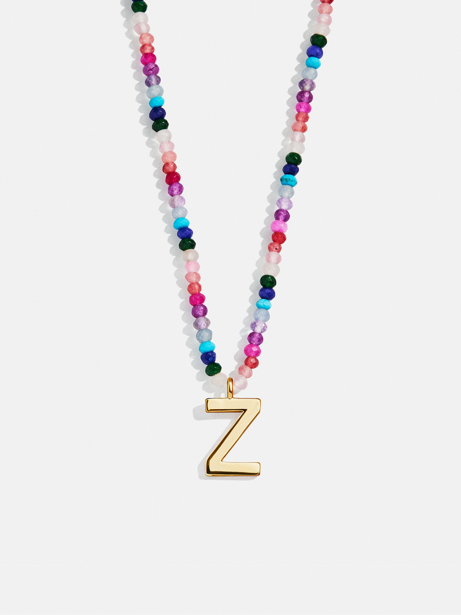Semi-Precious Block Initial Necklace - Dark Multi - Image 28
