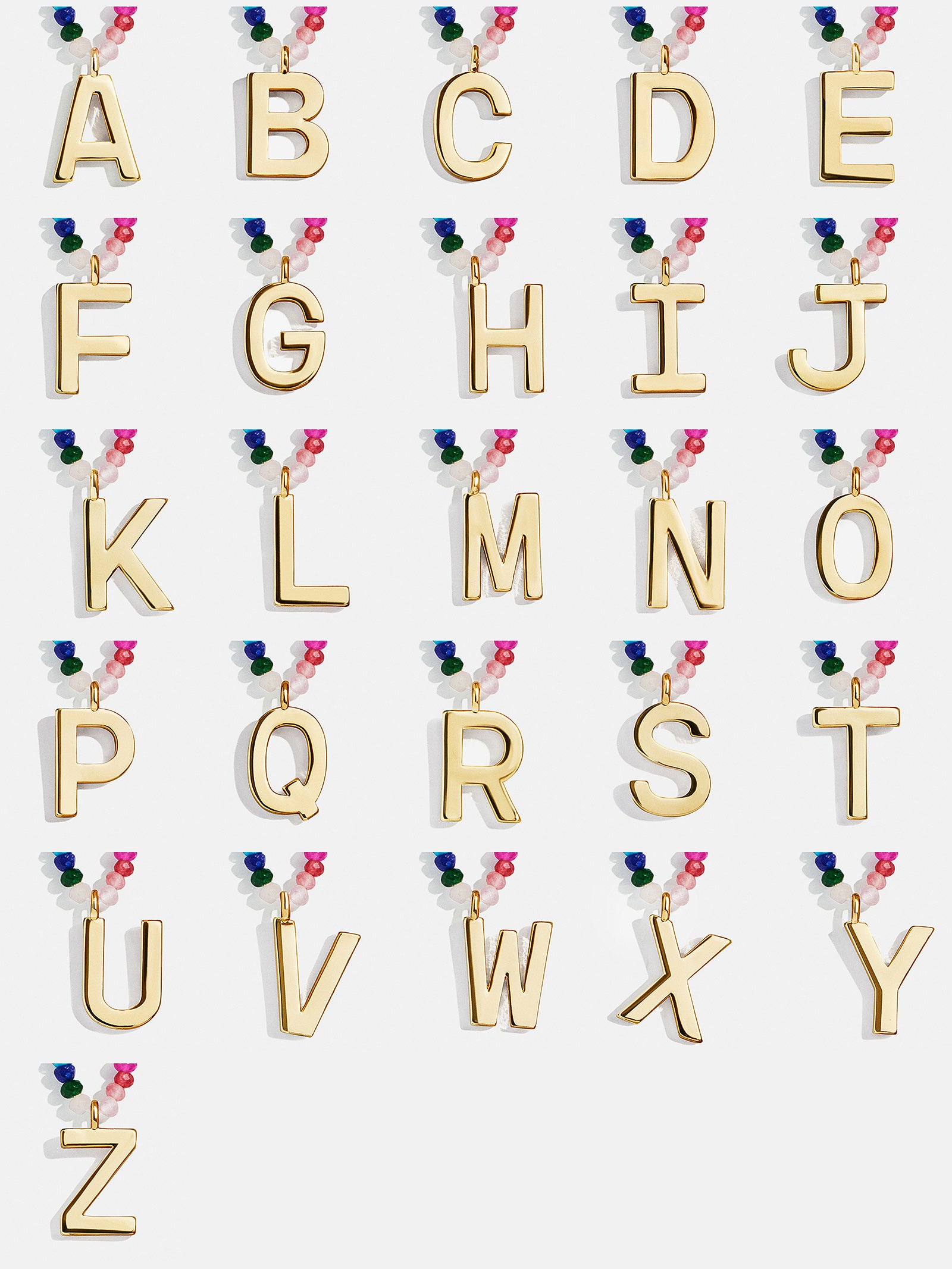 Semi-Precious Block Initial Necklace - Dark Multi - Image 32