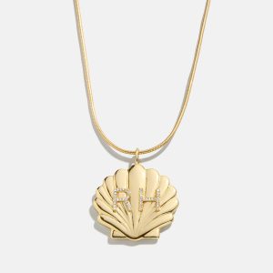 Seashell Custom Initial Necklace - Gold/Pav??