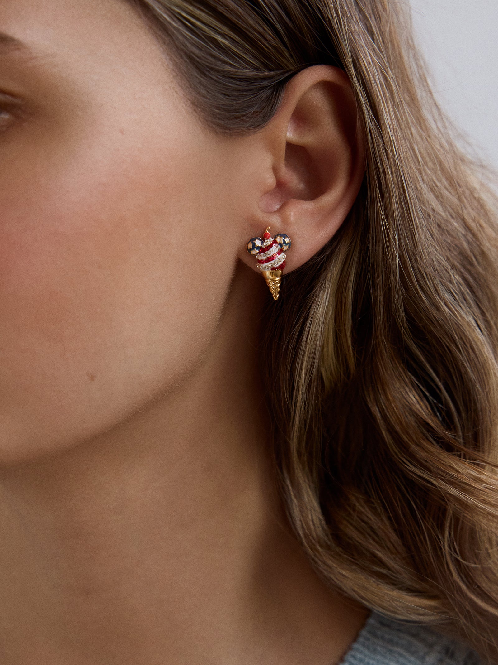 Disney Mickey Mouse Americana Ice Cream Earrings - Red. White. & Blue - Image 2