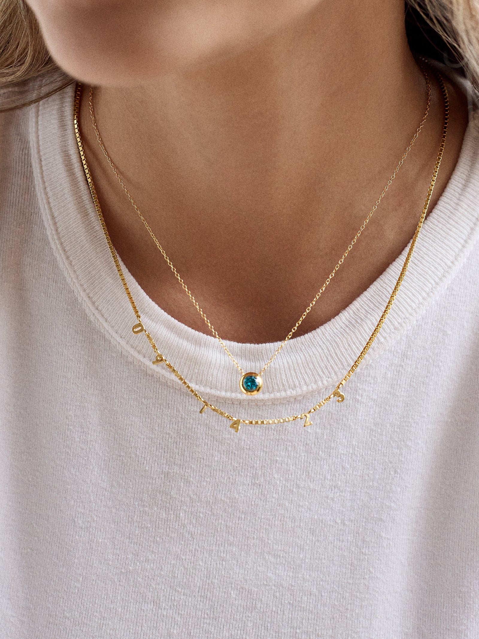 18K Gold Spaced Number Custom Necklace - XS - Image 4