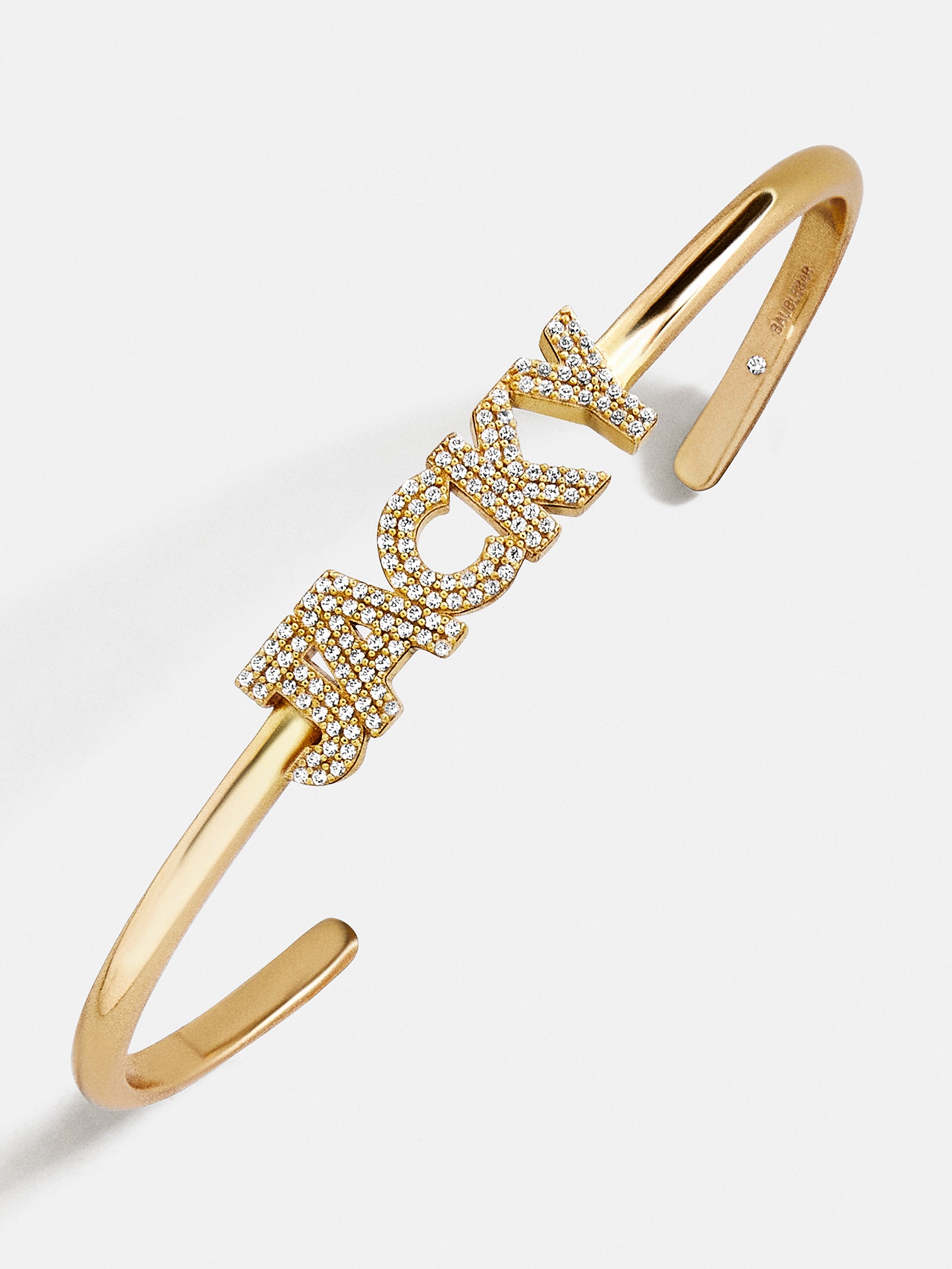 Pav?? Letter Custom Cuff Bracelet - Gold/Pav??