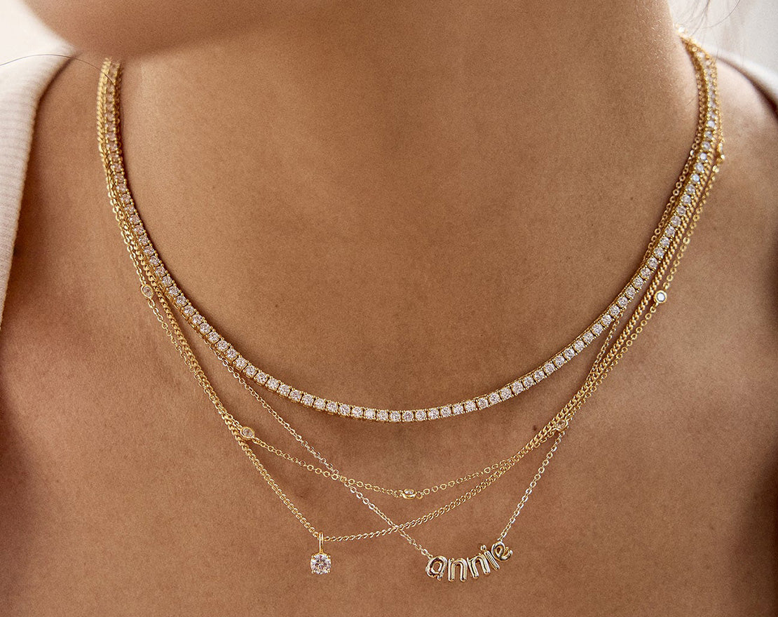 Bubble Letter Custom Necklace - Extra Small Bubble Letter - Image 5