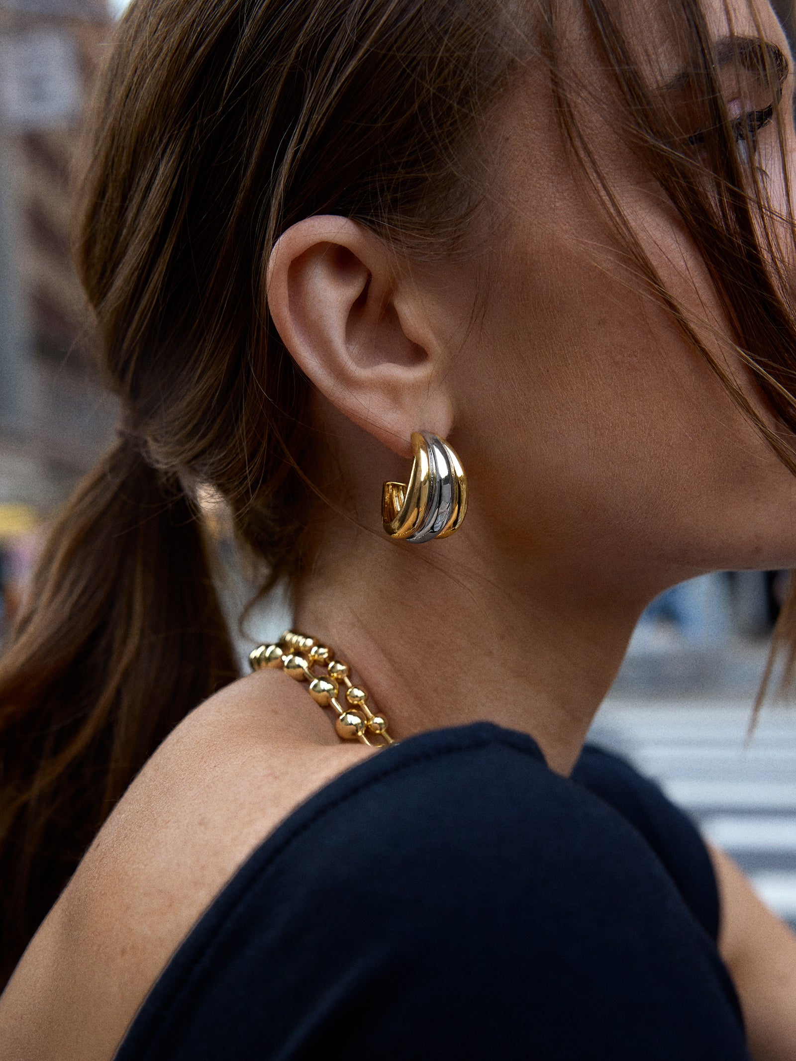 Gina Hoop Earrings - Gold/Silver - Image 2