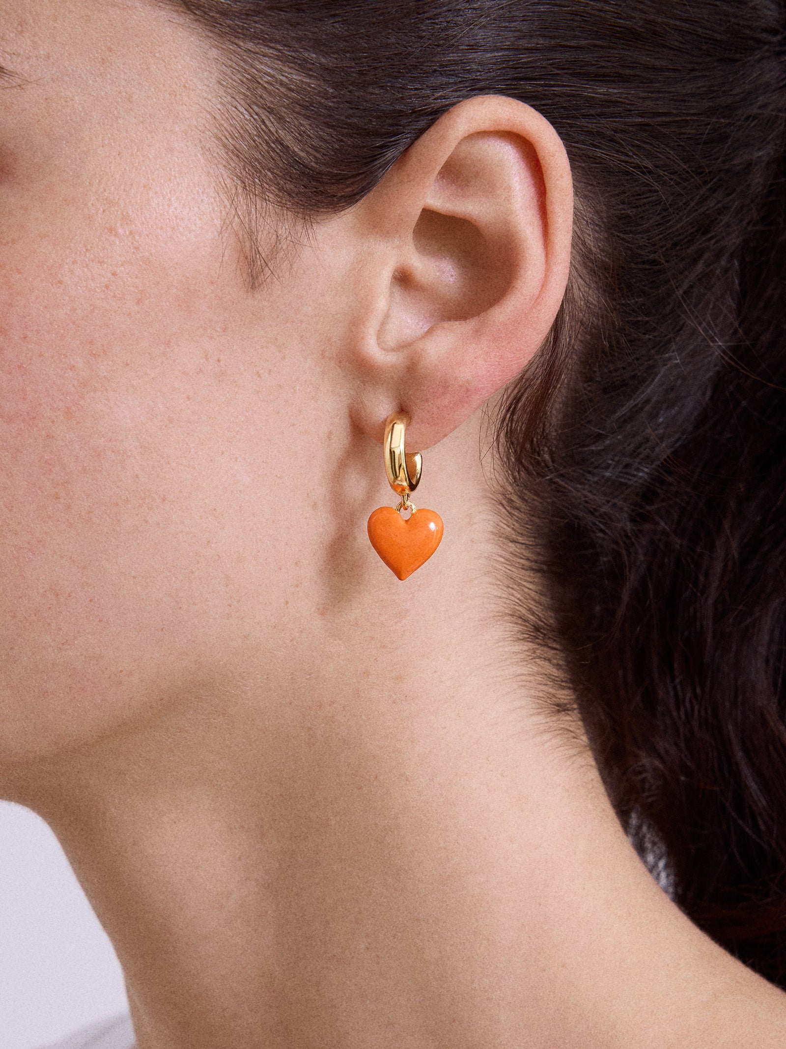 Game Day Heart Drop Earrings - Orange - Image 2