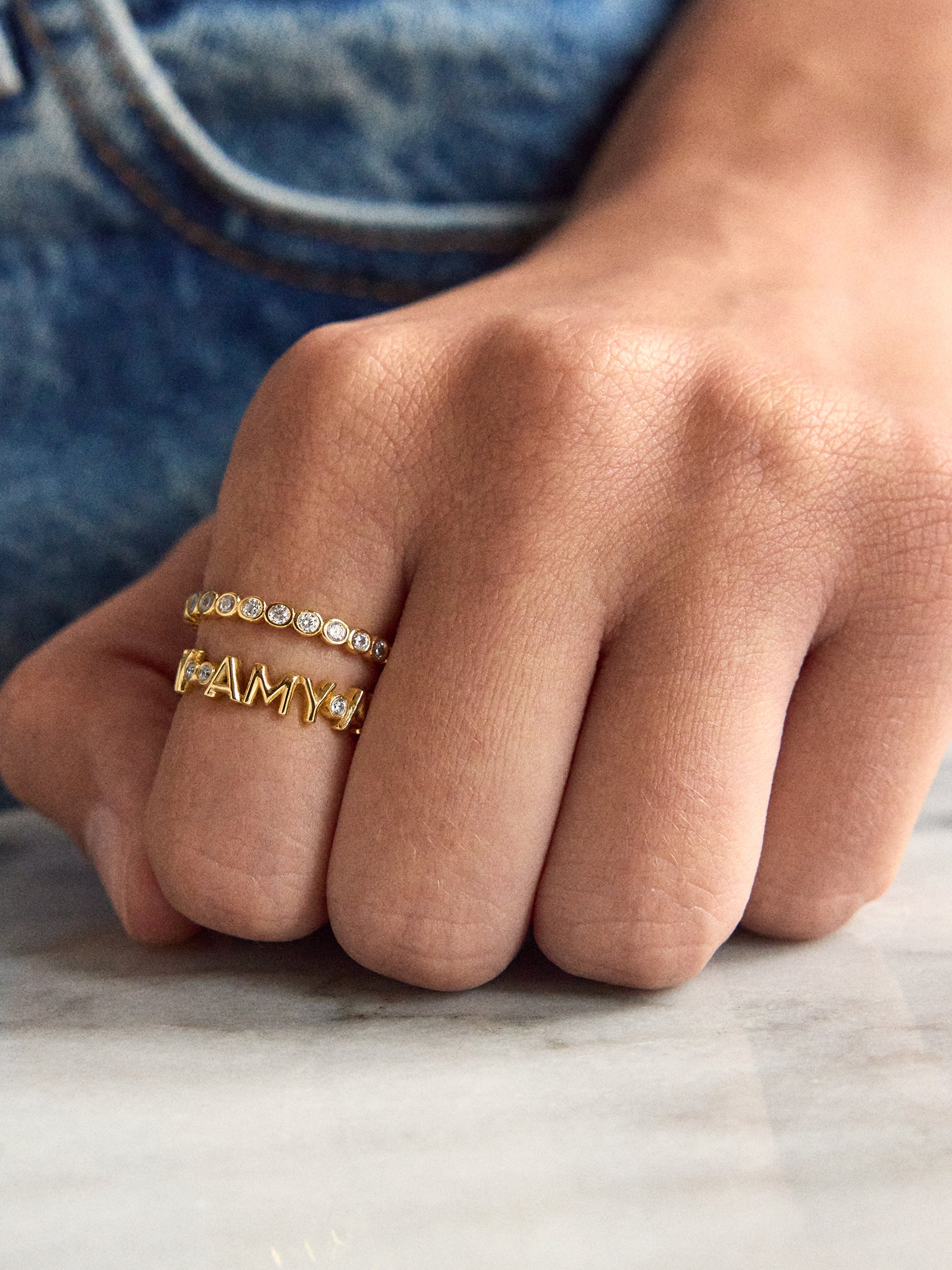 Amalie 18K Gold Ring - Gold/Pav?? - Image 2