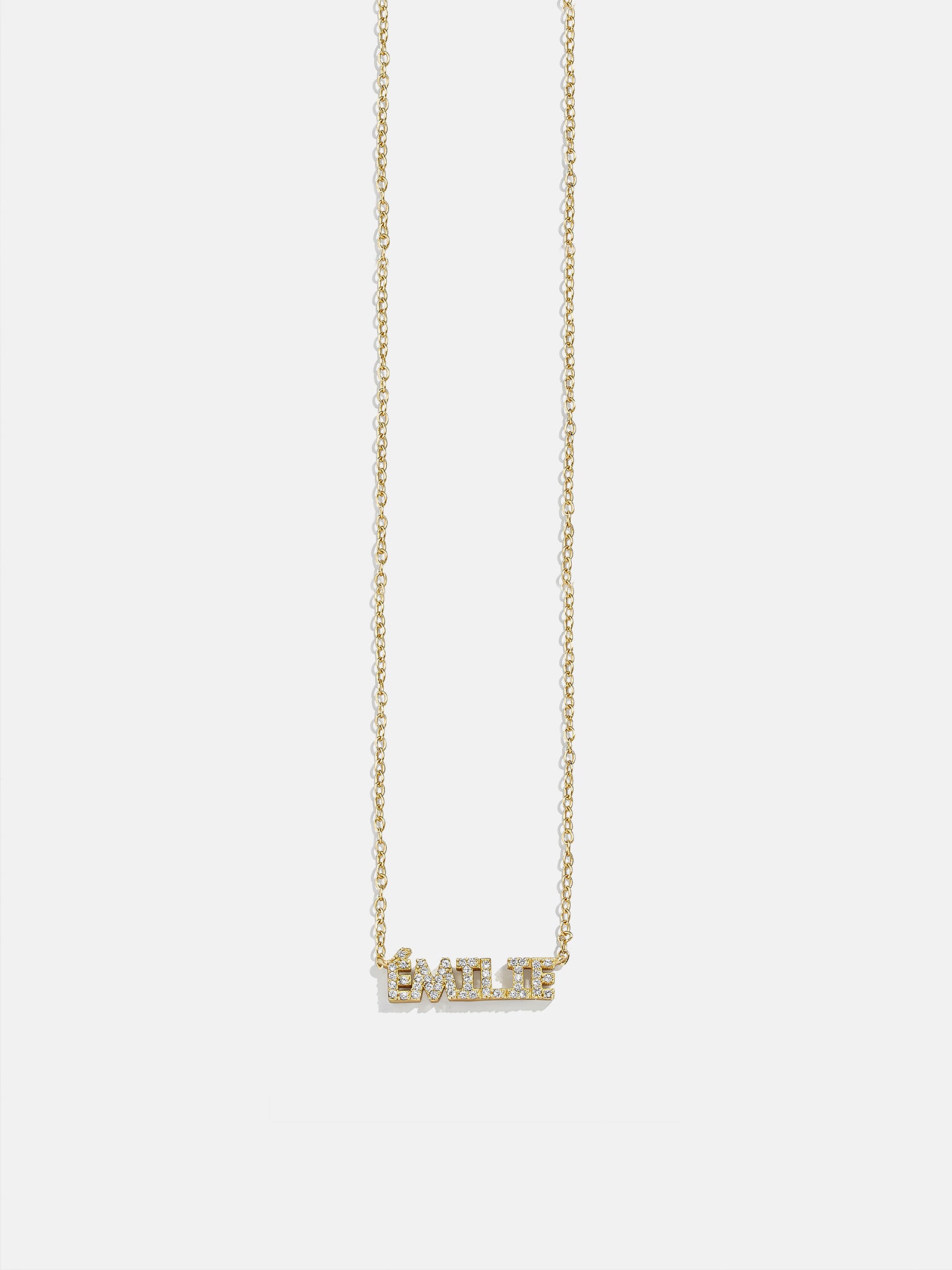 18K Gold Birthstone Custom Nameplate Necklace - Crystal - Image 3