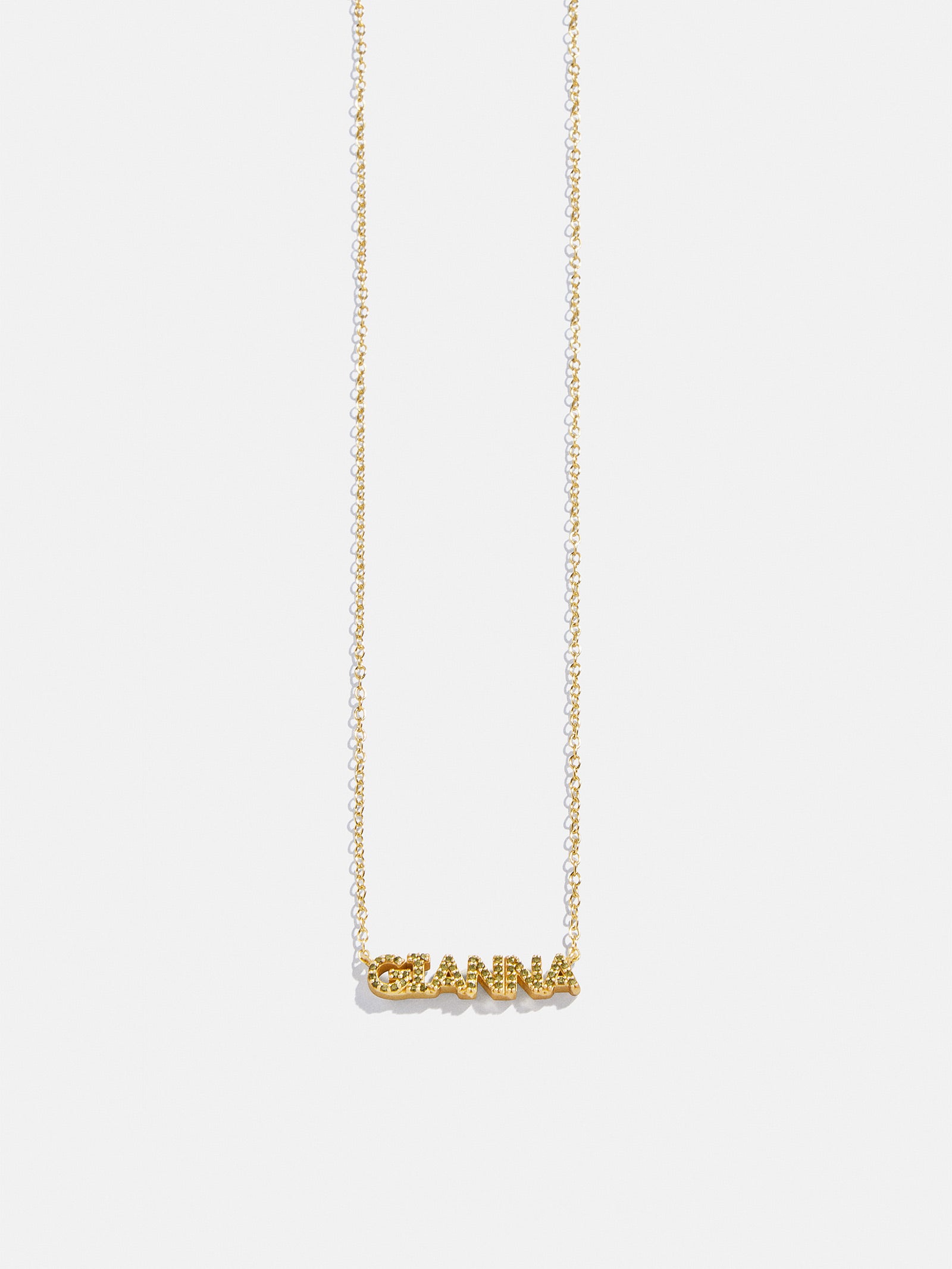 18K Gold Birthstone Custom Nameplate Necklace - Peridot - Image 3