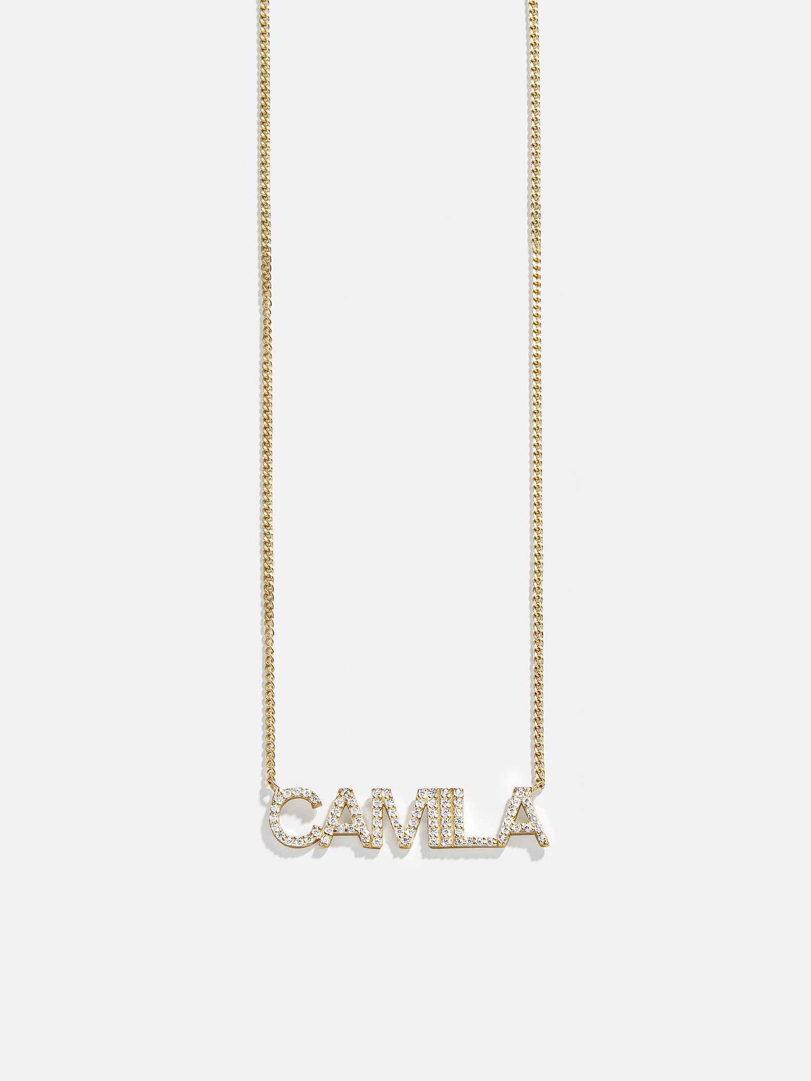 18K Gold Birthstone Custom Nameplate Necklace - Crystal - Image 6