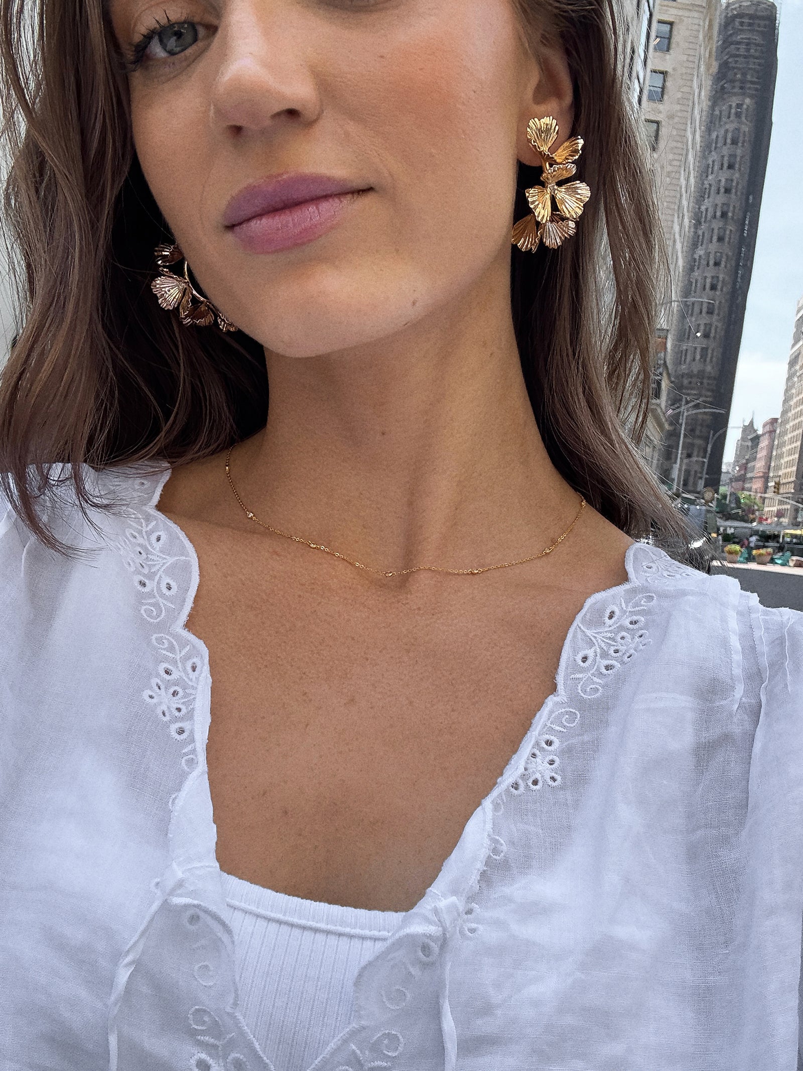 Fiorella Gold Floral Earrings - Gold - Image 2