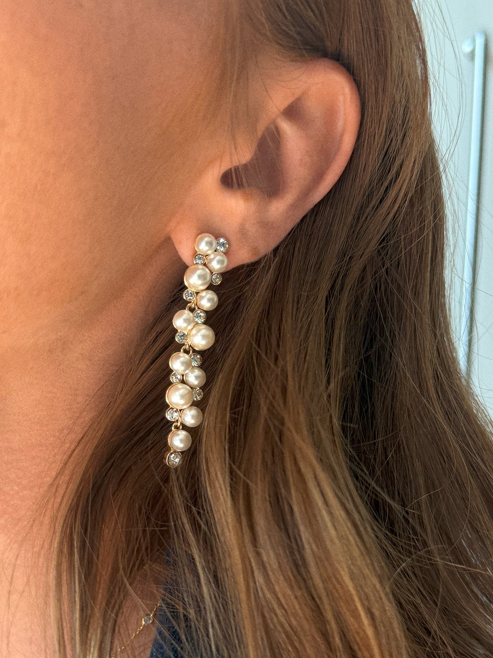 Margaux Pearl Drop Earrings - Gold/Pearl - Image 2