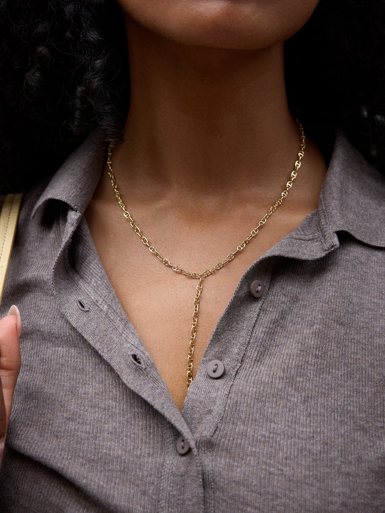 Thalia Gold Lariat Necklace - Gold - Image 2