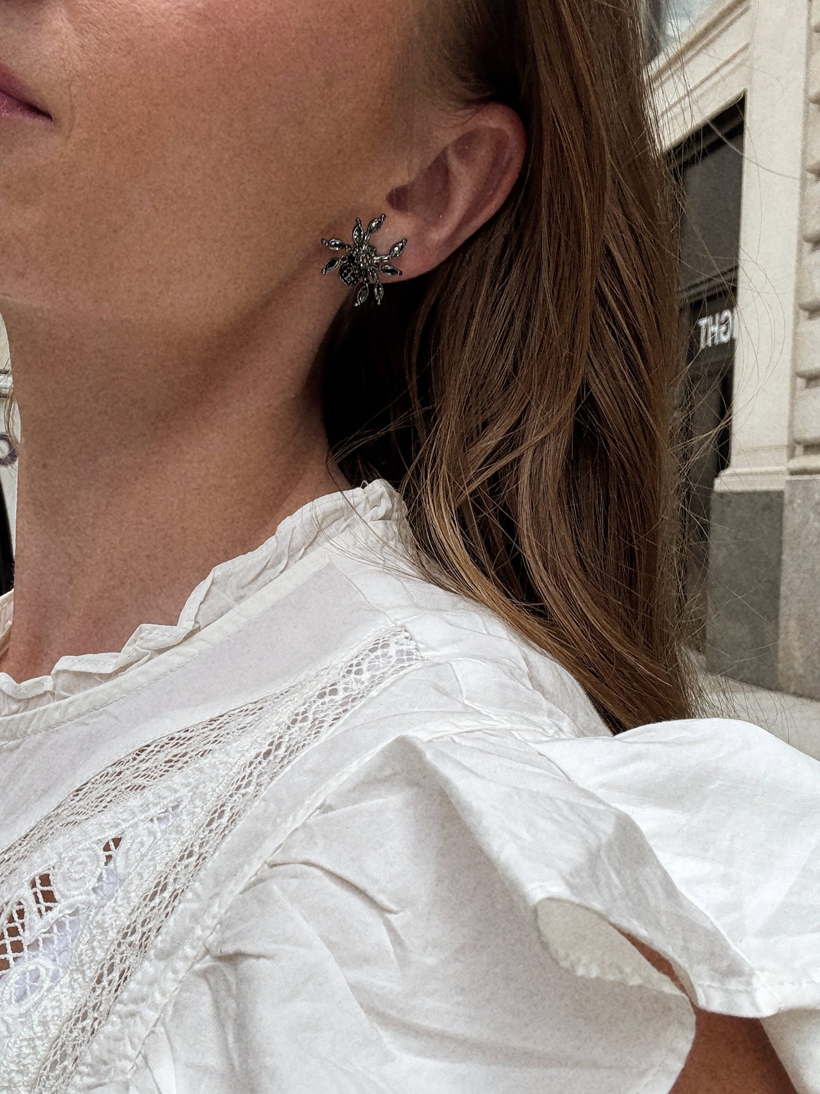 Crystal Creepers Spider Earrings - Black Spider - Image 2