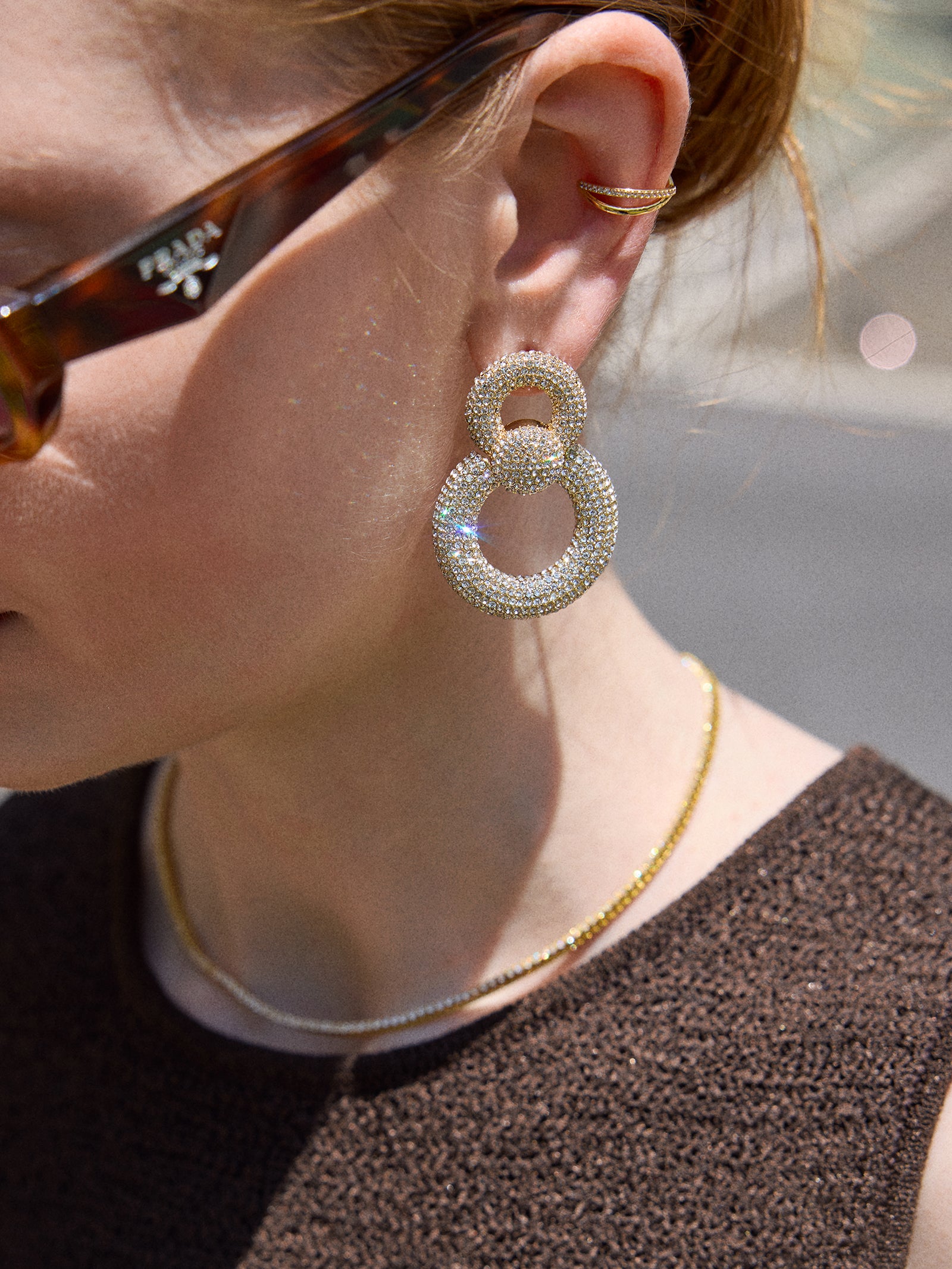 Dakota Door Knocker Earrings - Gold/Pav?? - Image 2