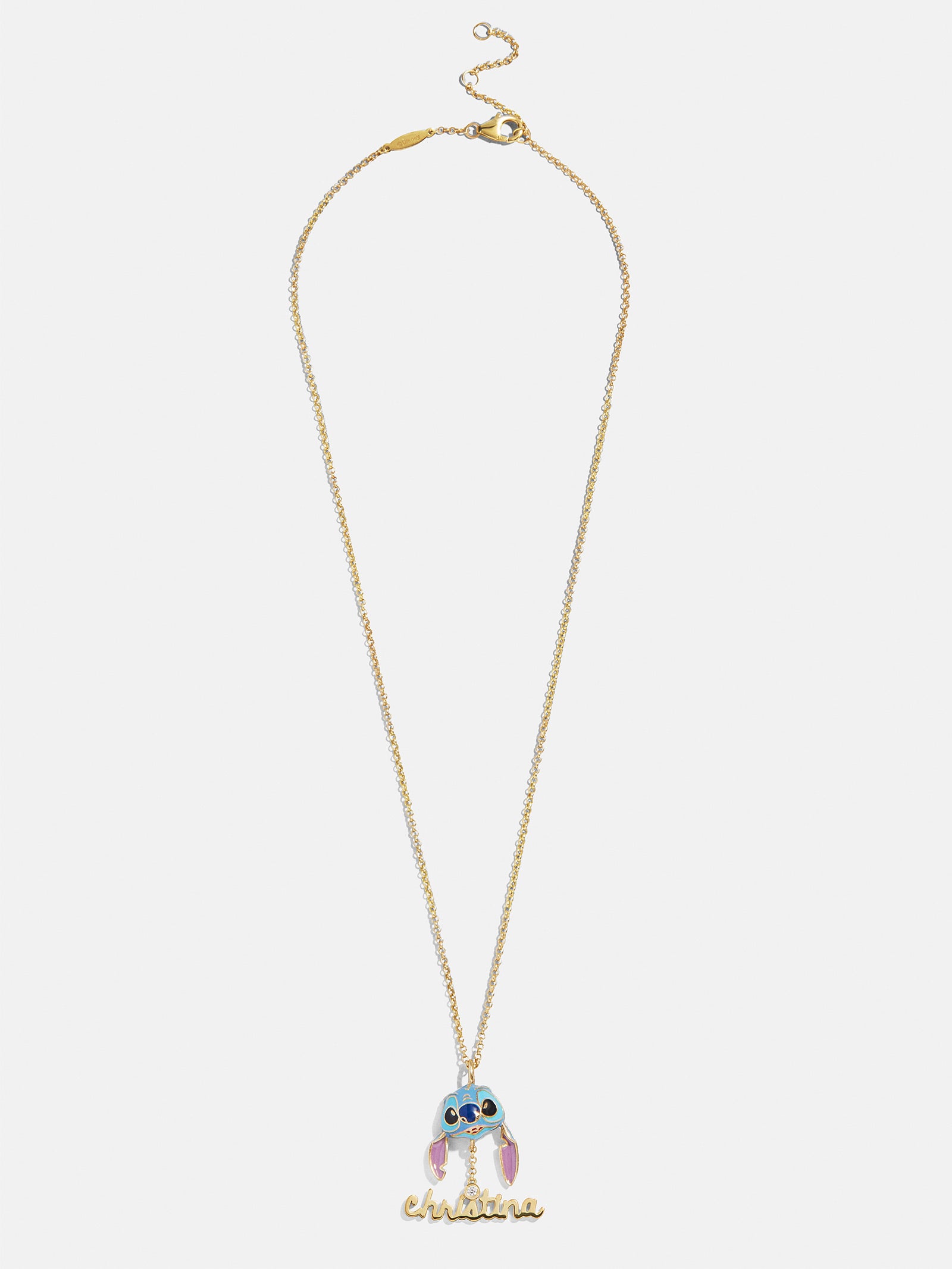 Disney Stitch Custom Nameplate Pendant - Gold/Blue - Image 3