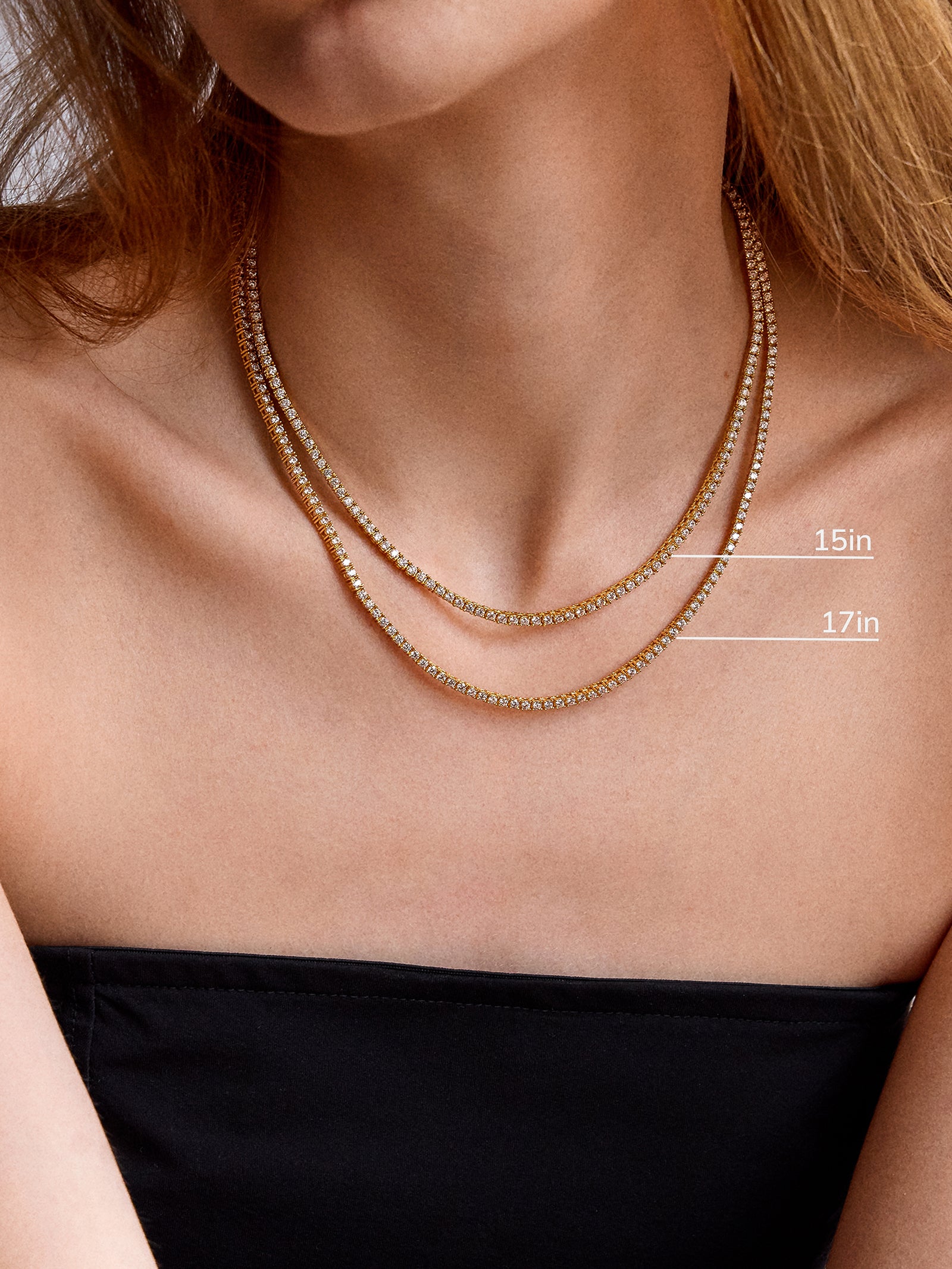 Billie 18K Gold Tennis Necklace - 18K Gold Plated Sterling Silver - Image 11