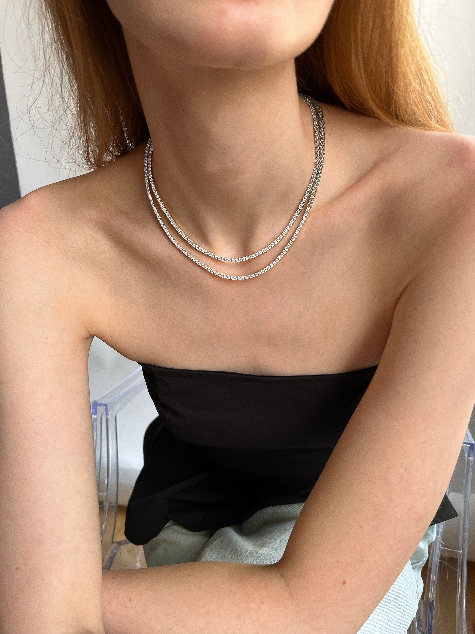 Billie Sterling Silver Tennis Necklace - Sterling Silver - Image 6