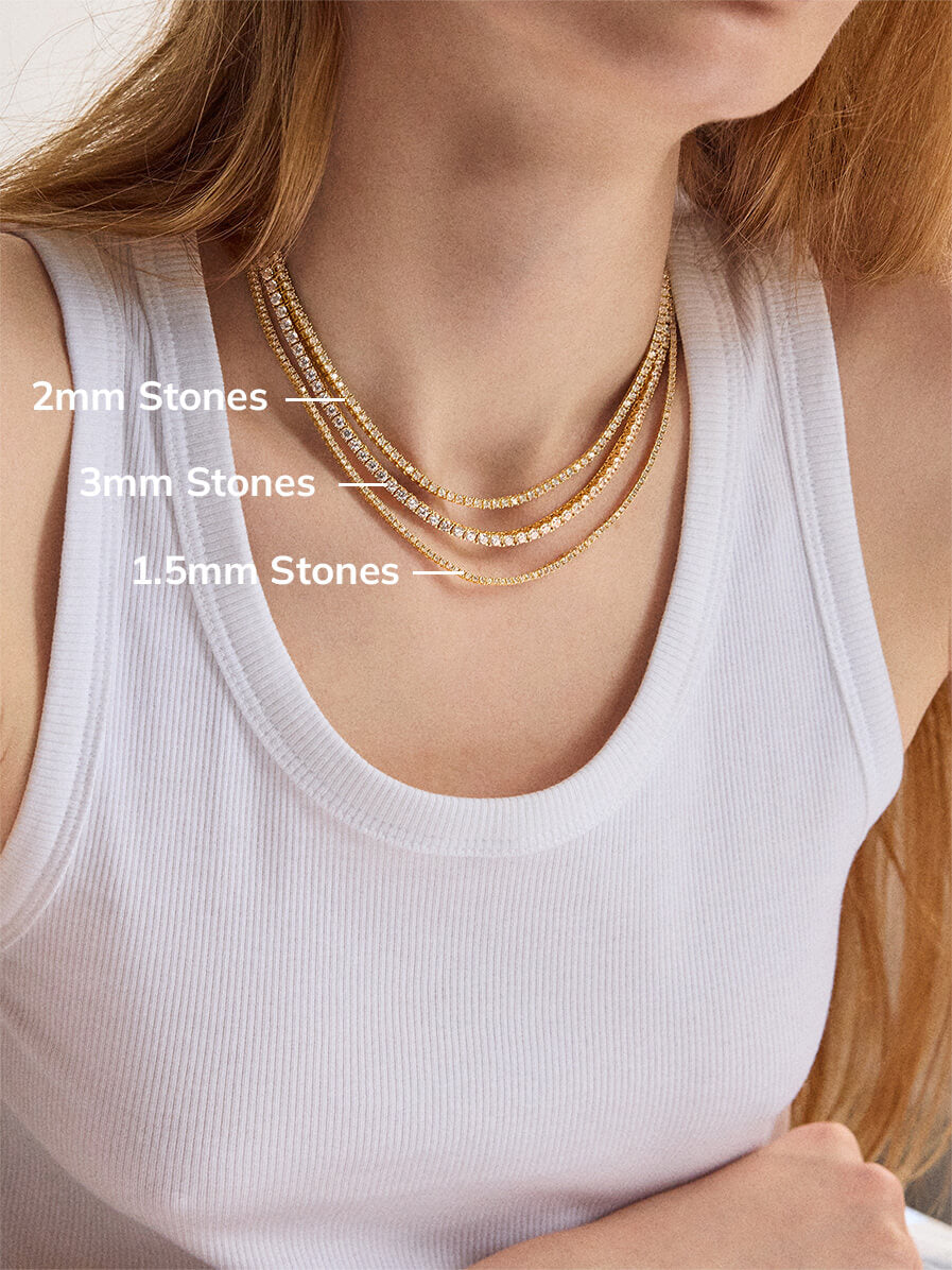 Billie 18K Gold Tennis Necklace - 18K Gold Plated Sterling Silver - Image 12