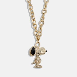 Peanuts Snoopy Pendant Necklace - Gold/Pav??