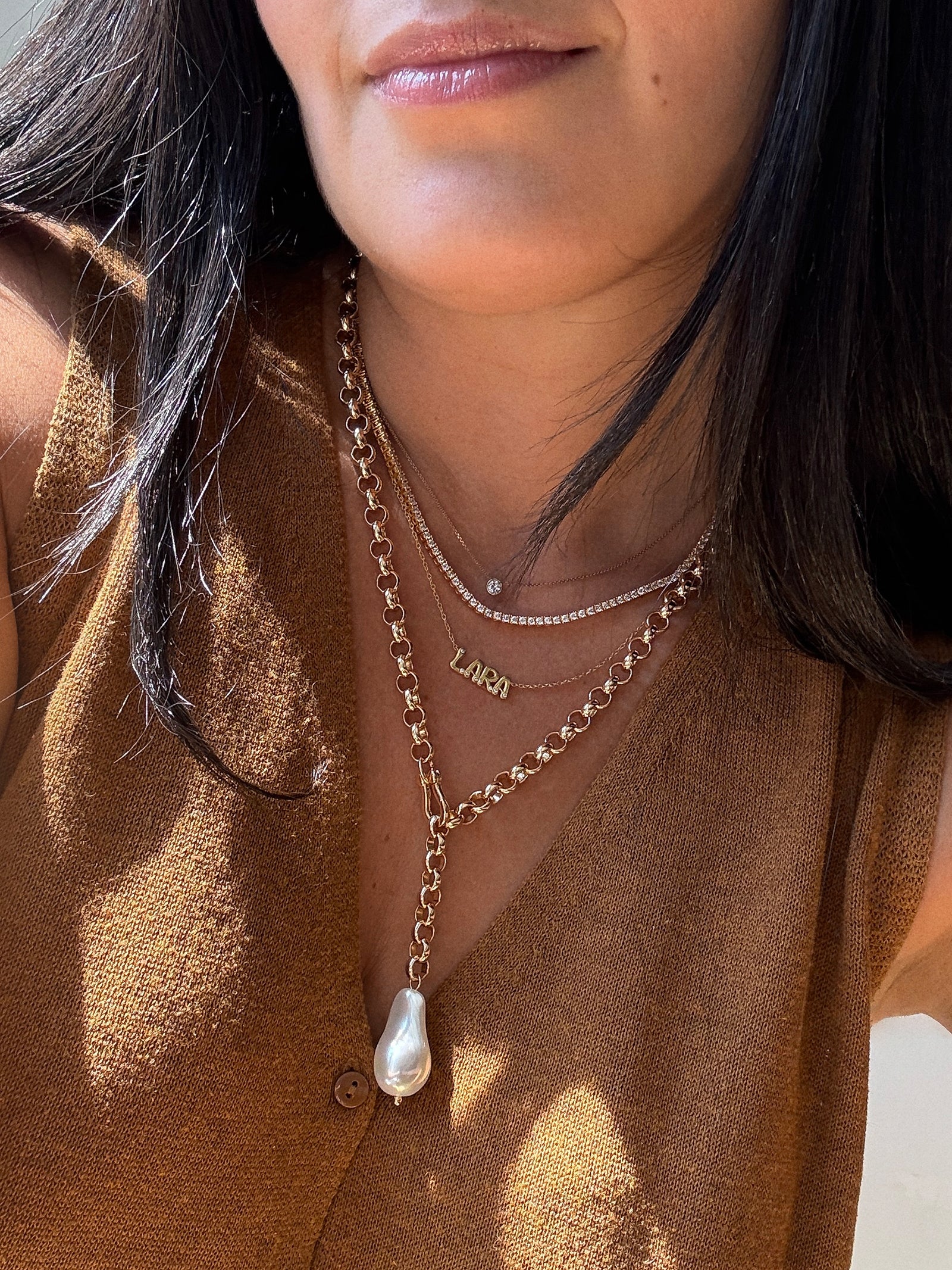 Teagan Pearl Lariat Necklace - Gold/Pearl - Image 4