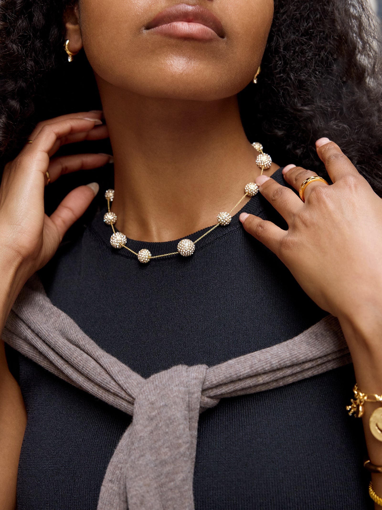 Blair Pearl Necklace - Gold/Pav?? - Image 2