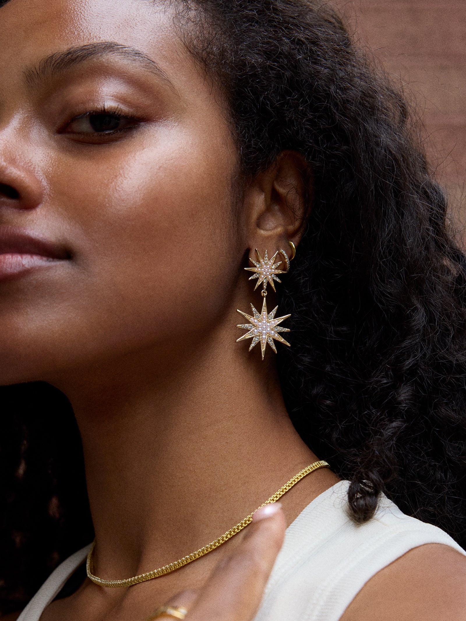 Star Power Celestial Statement Earrings - Gold/Pav?? - Image 2