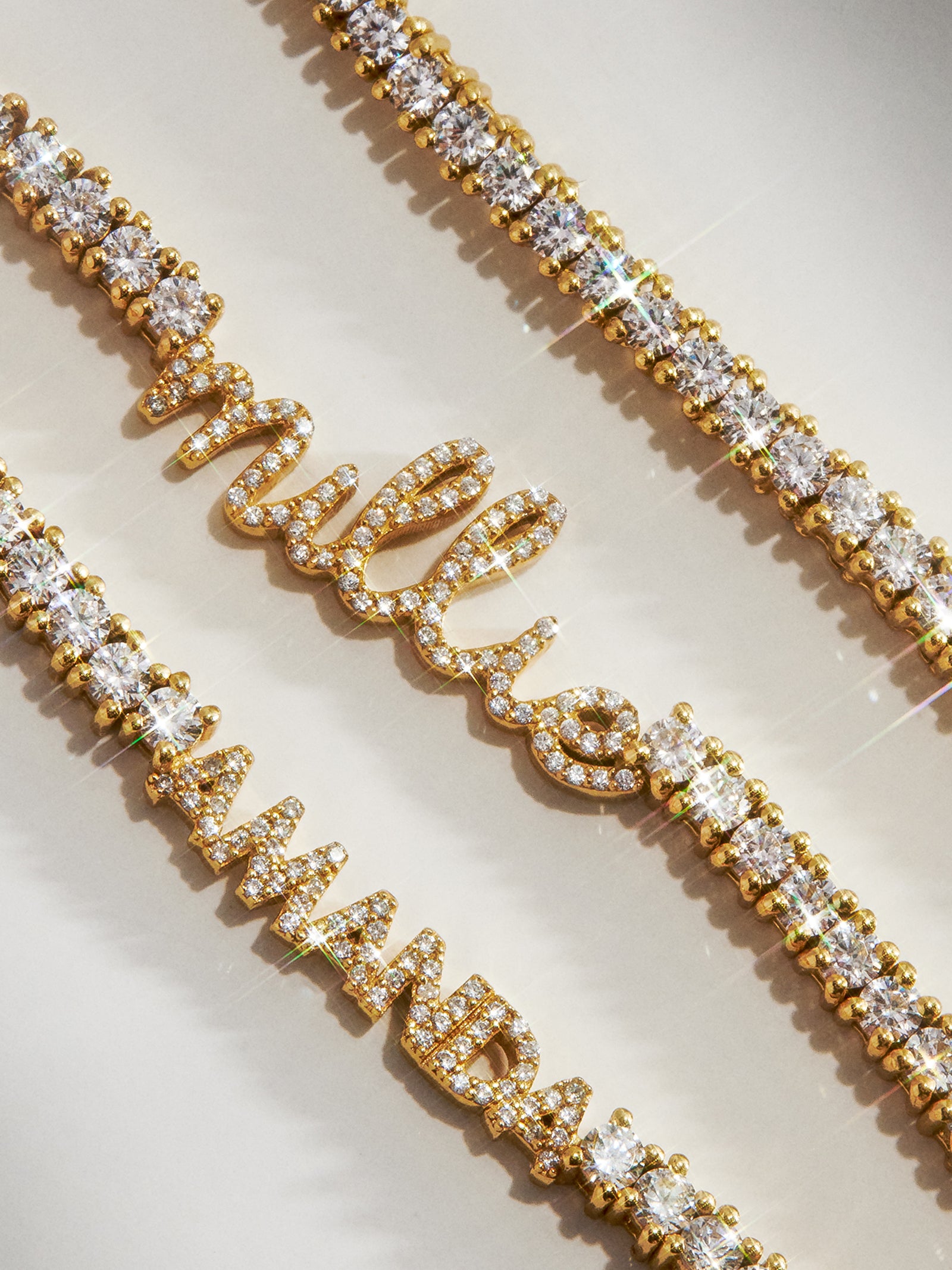 Billie 18K Gold Tennis Custom Nameplate Necklace - Mini Script - Image 4