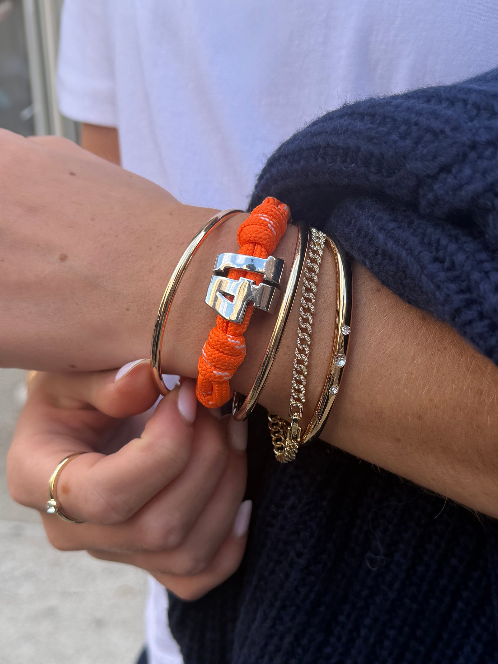 Knotty Varsity Number Custom Bracelet - Tangerine Single Digit - Image 5