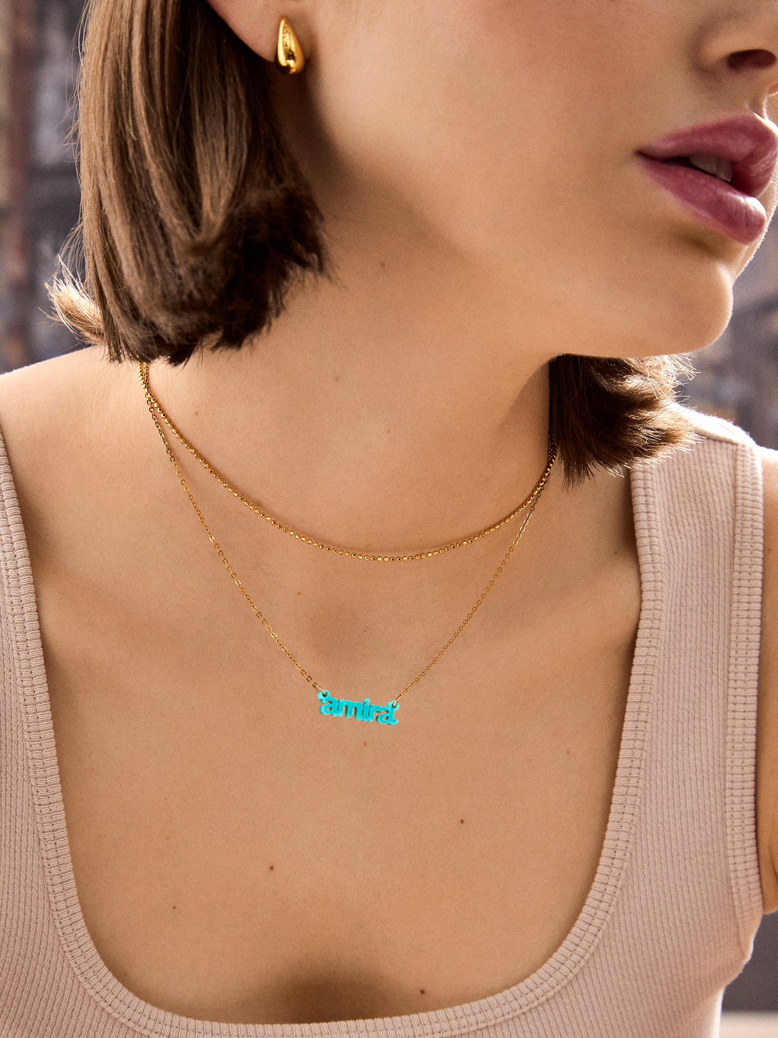 Acrylic Custom Nameplate Necklace - Gold - Image 8