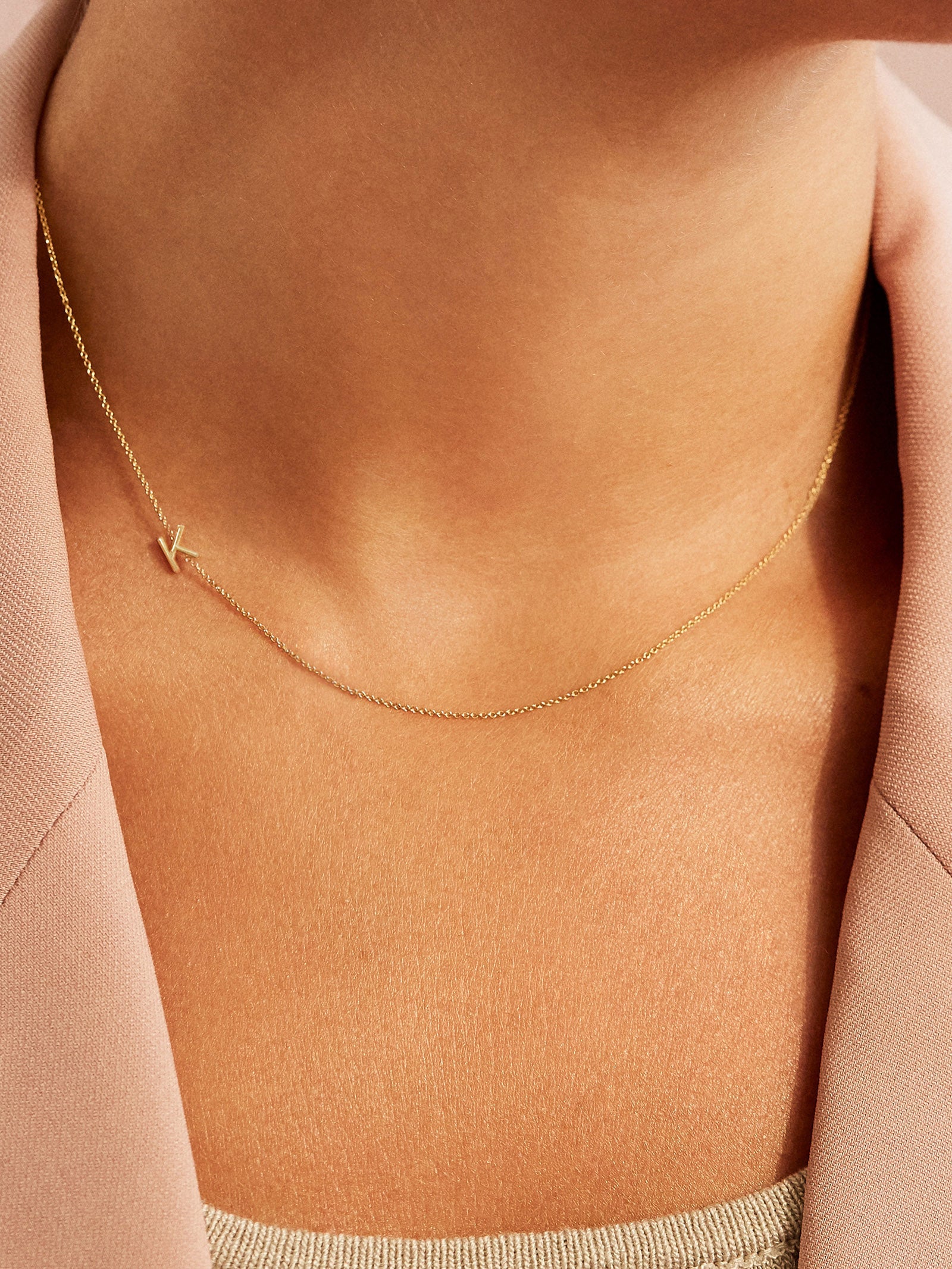 Maya Brenner Asymmetrical Custom Initial Necklace - One Character - Image 2