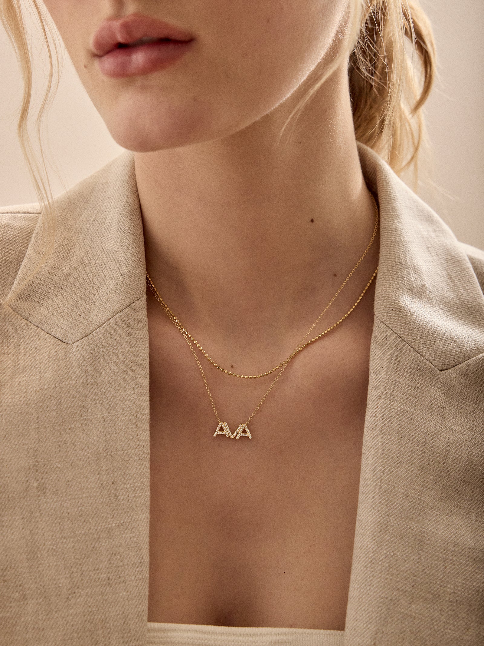 18K Gold Custom Nameplate Necklace - Organic - Image 10