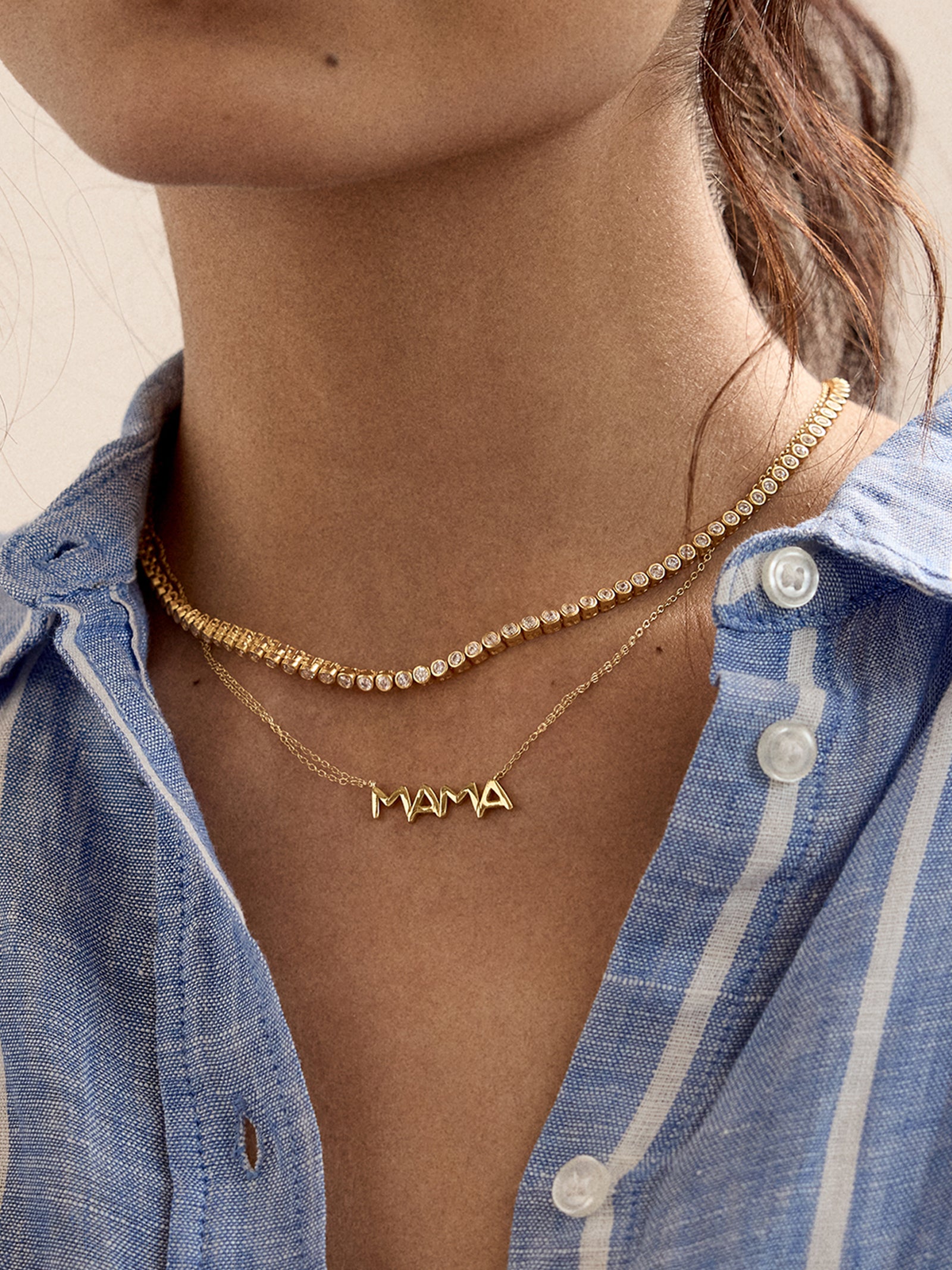 18K Gold Custom Nameplate Necklace - Organic - Image 2