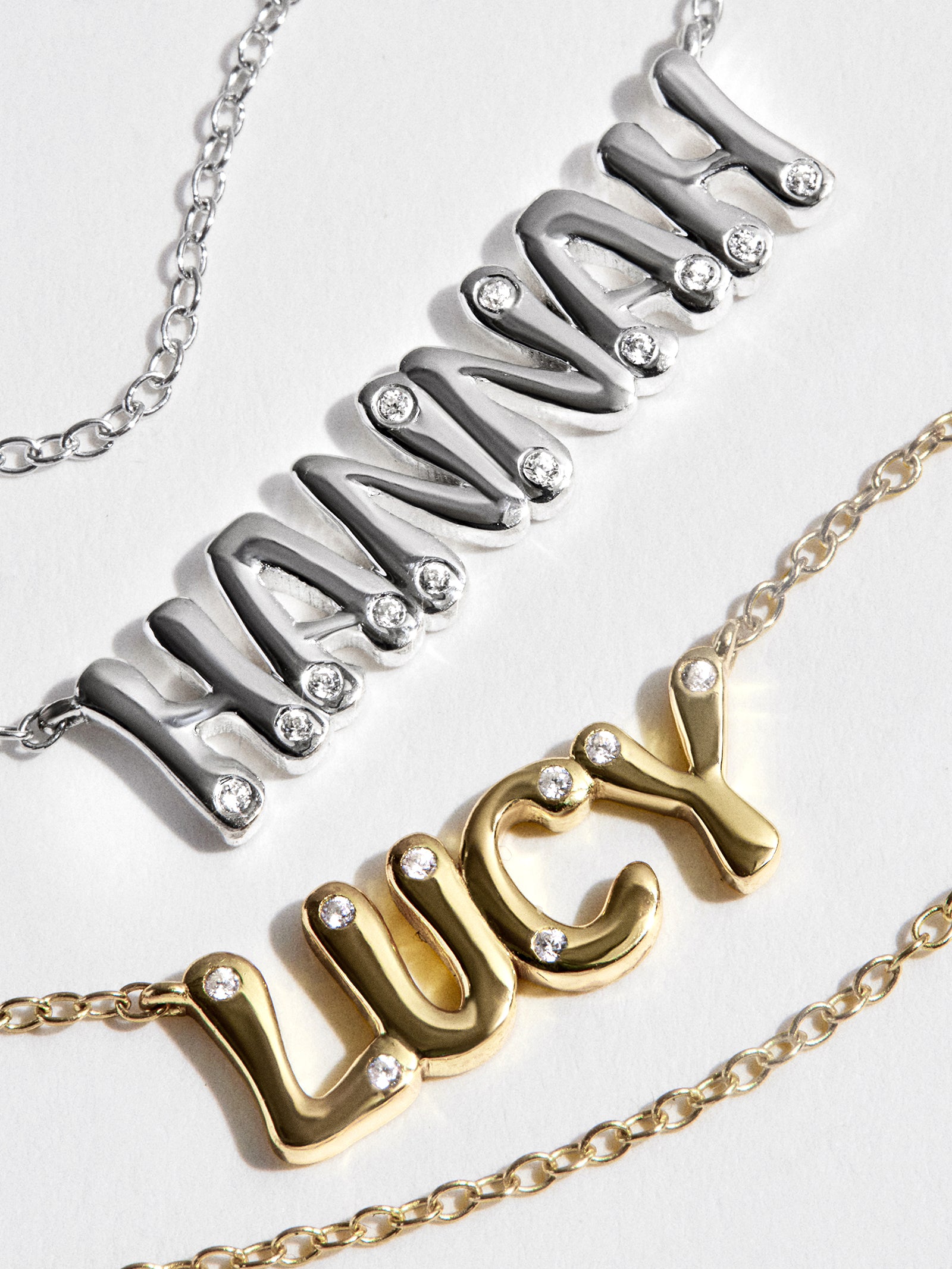 18K Gold Custom Nameplate Necklace - Bubble - Image 2