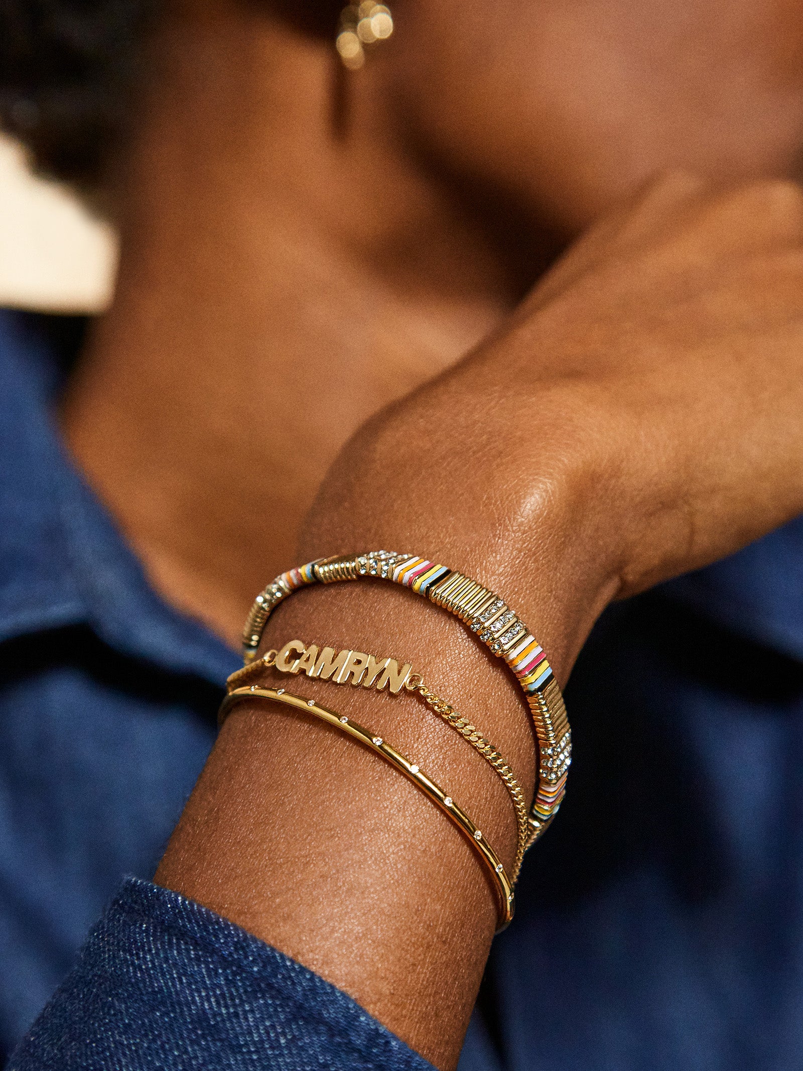 14K Gold Curb Chain Custom Nameplate Bracelet - Gold - Image 2