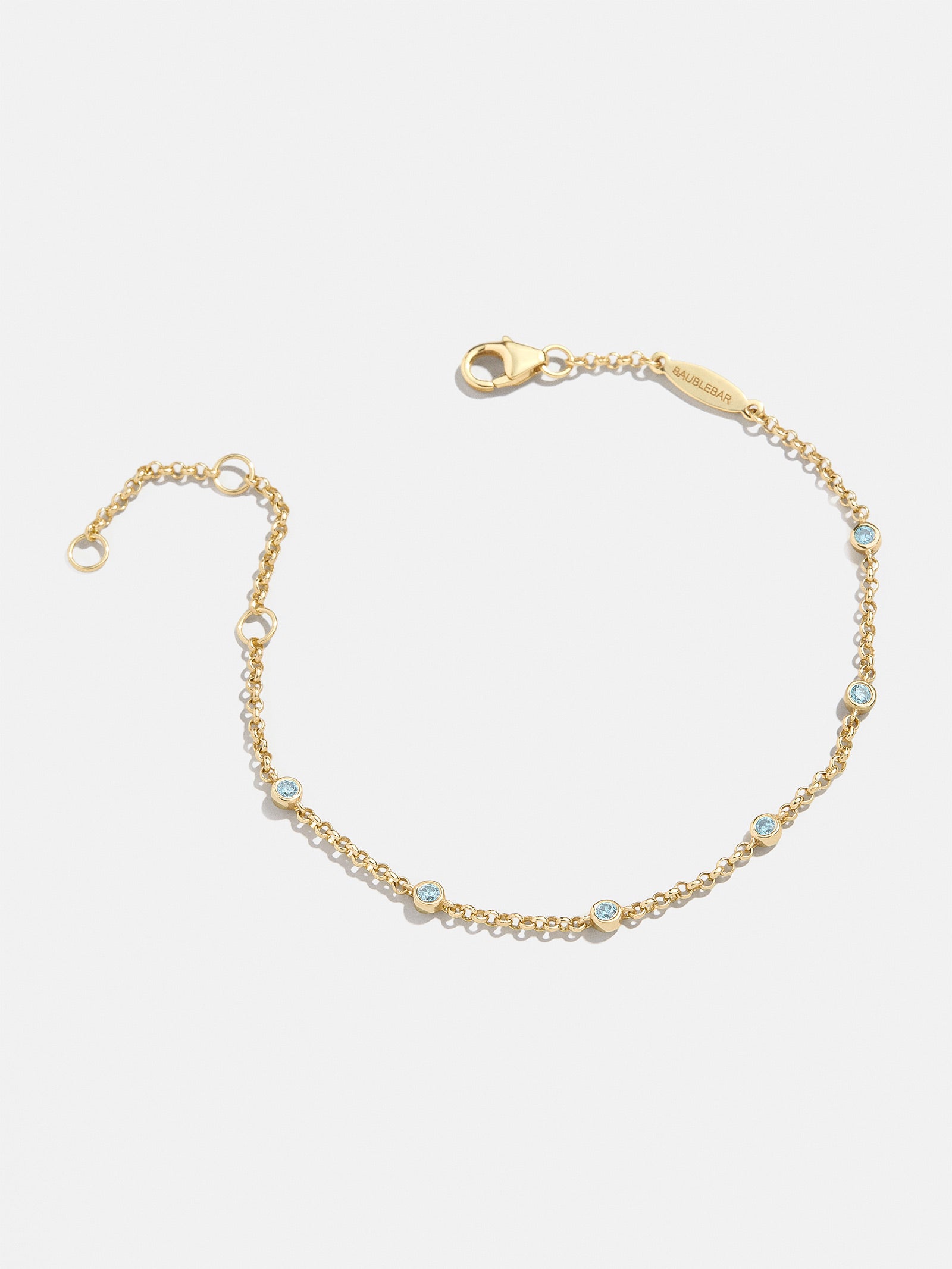 Yasmine 18K Gold Birthstone Bracelet - Aquamarine - Image 3