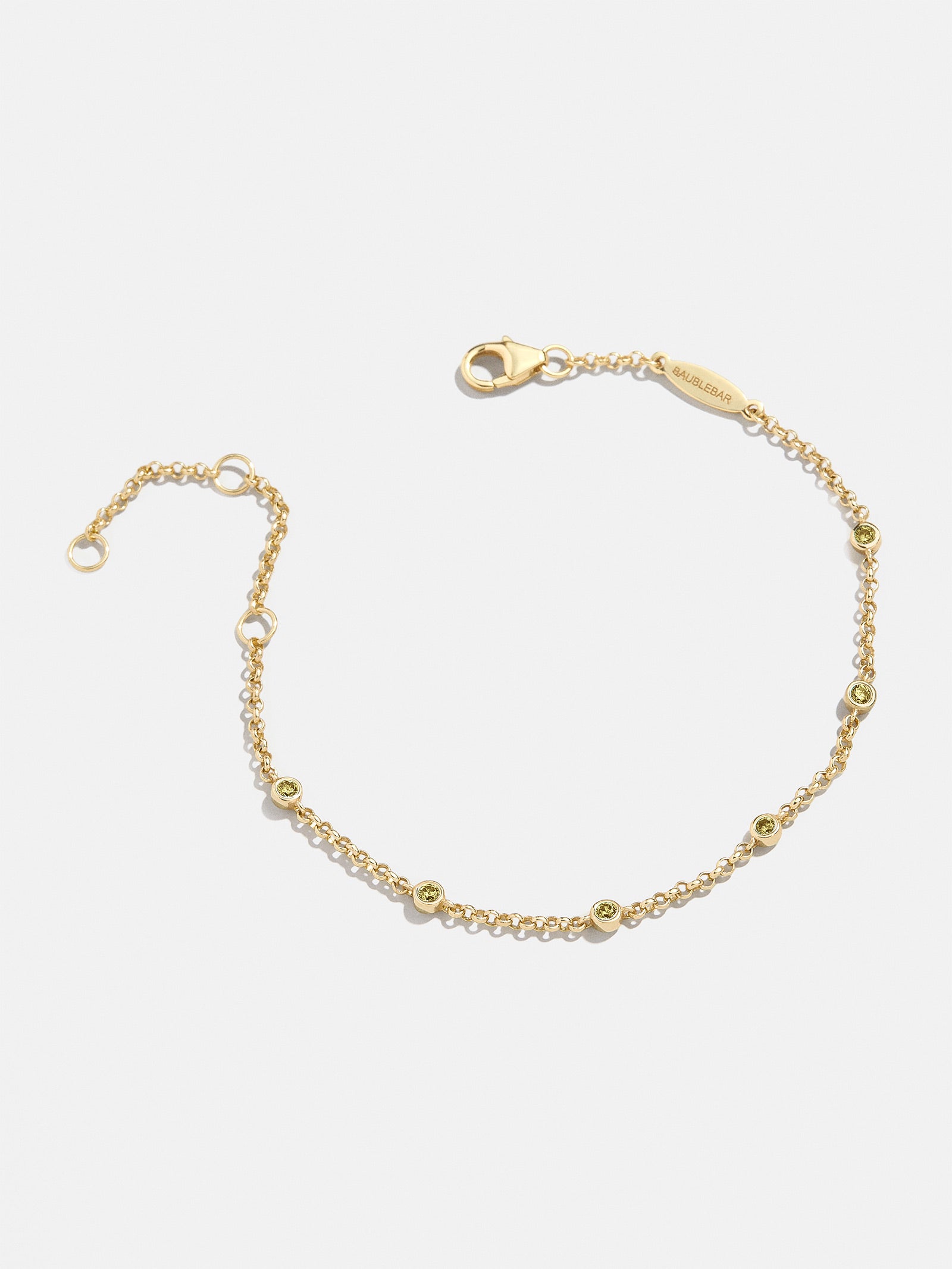 Yasmine 18K Gold Birthstone Bracelet - Peridot - Image 3