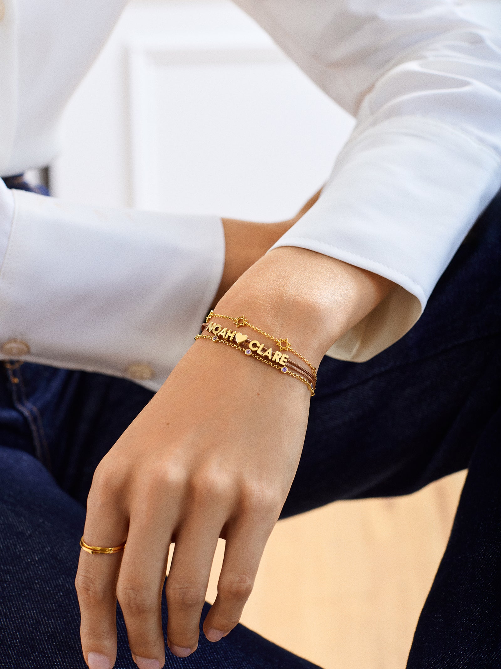 Yasmine 18K Gold Birthstone Bracelet - Amethyst - Image 2