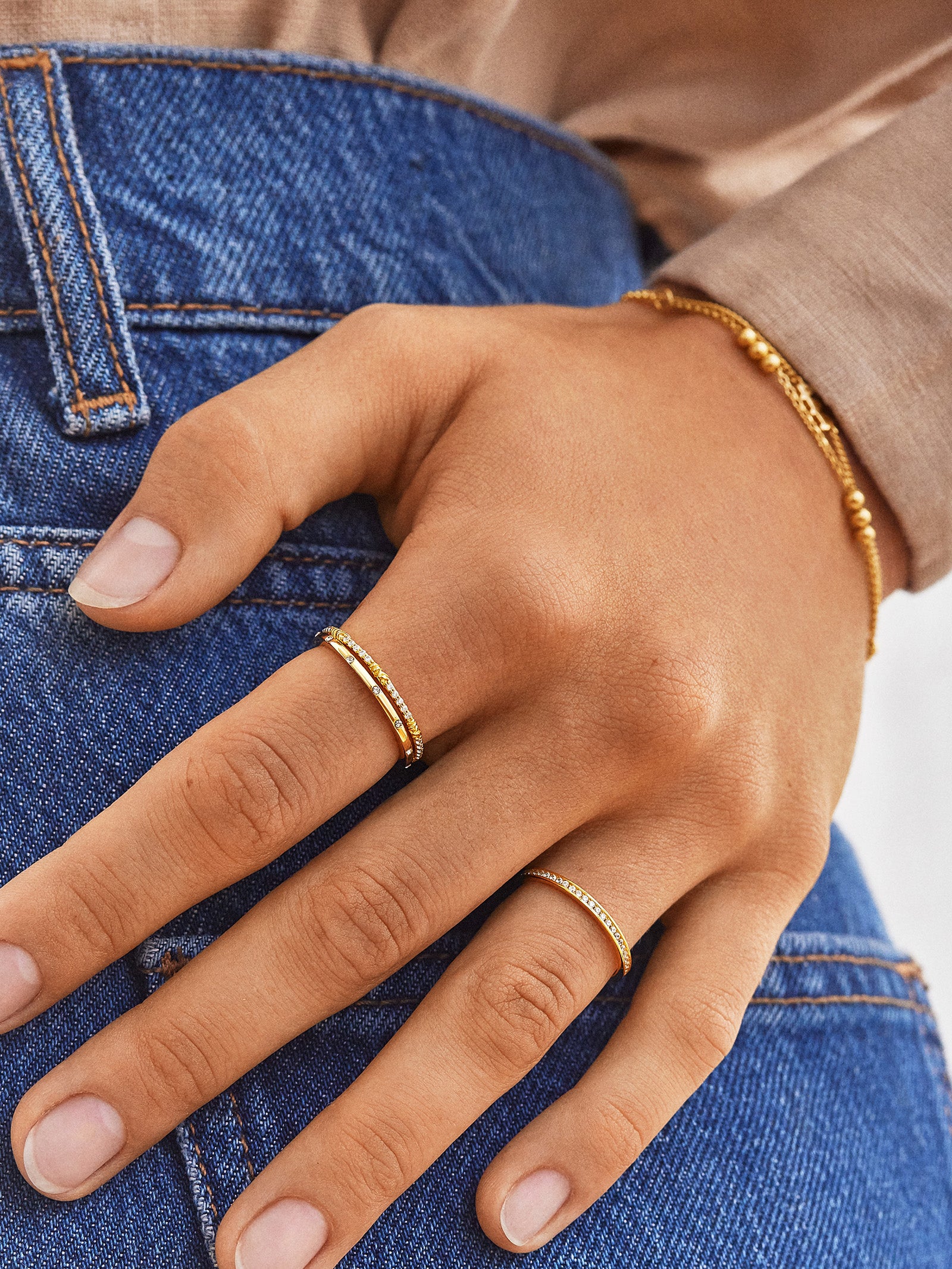 Maddie 18K Gold Ring Set - Gold/Pav?? - Image 2