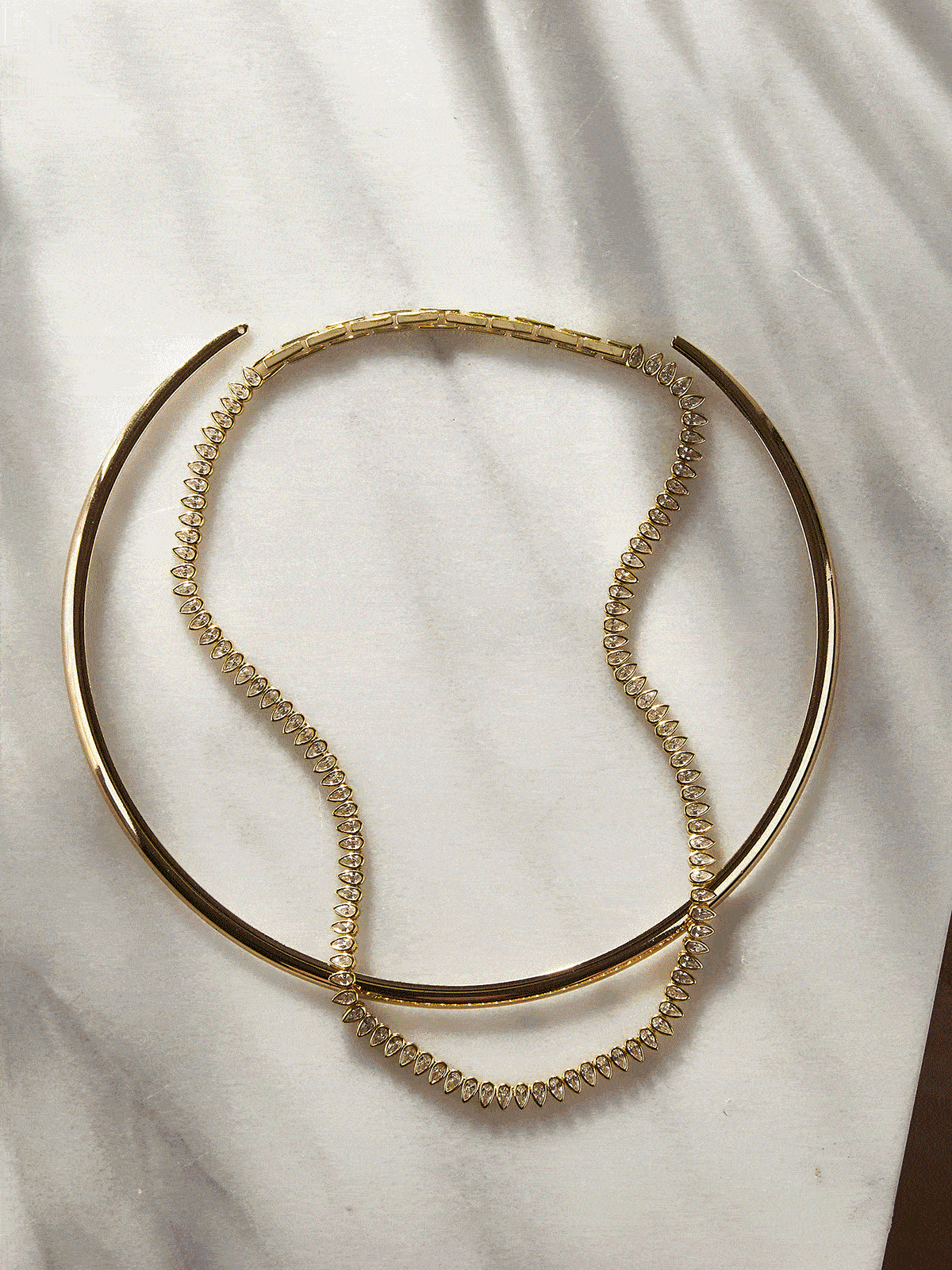 Julia 18K Gold Adjustable Tennis Necklace - Gold/Pav?? - Image 4