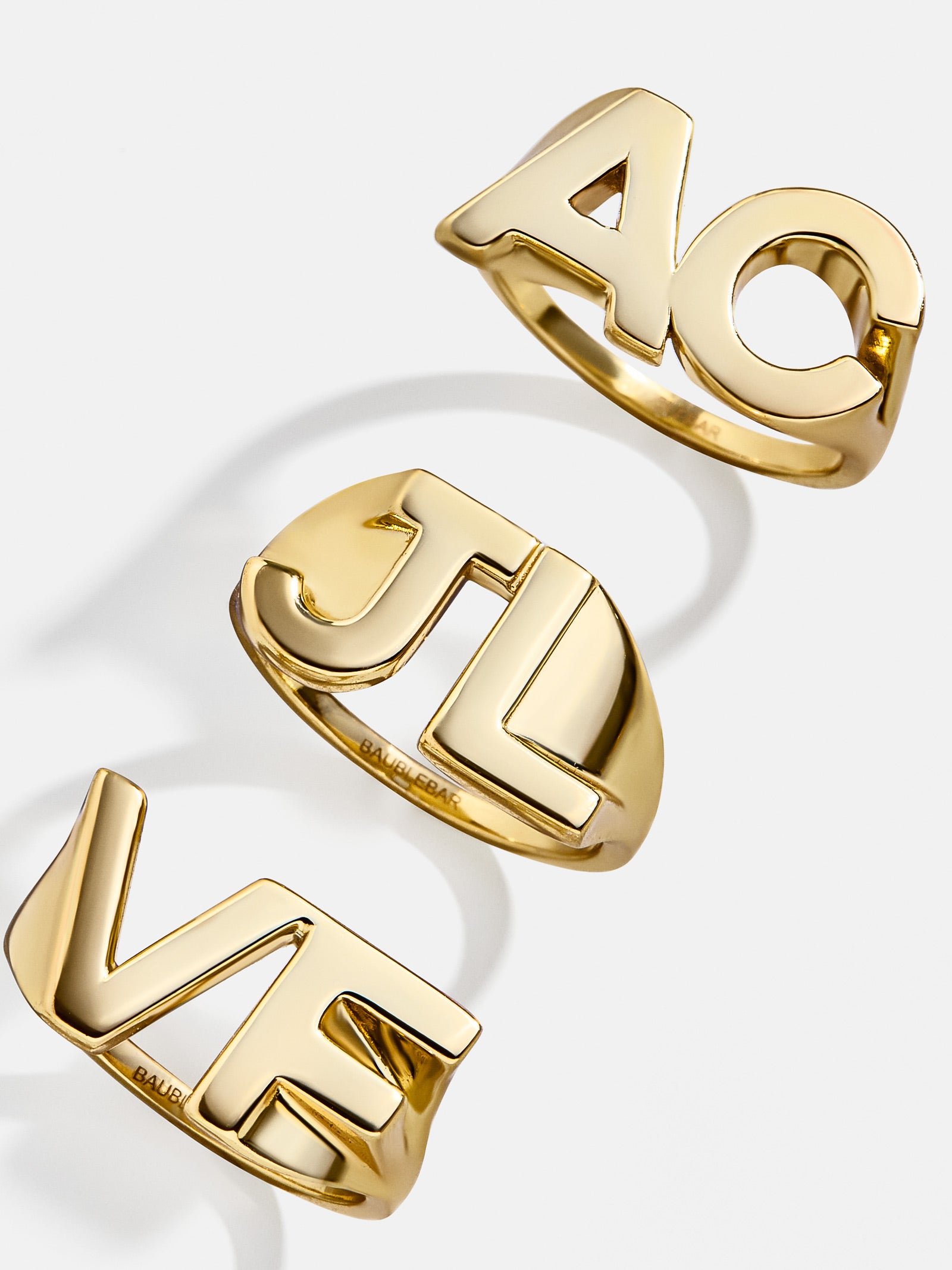 18K Gold Double Custom Initial Block Ring - 18K Gold