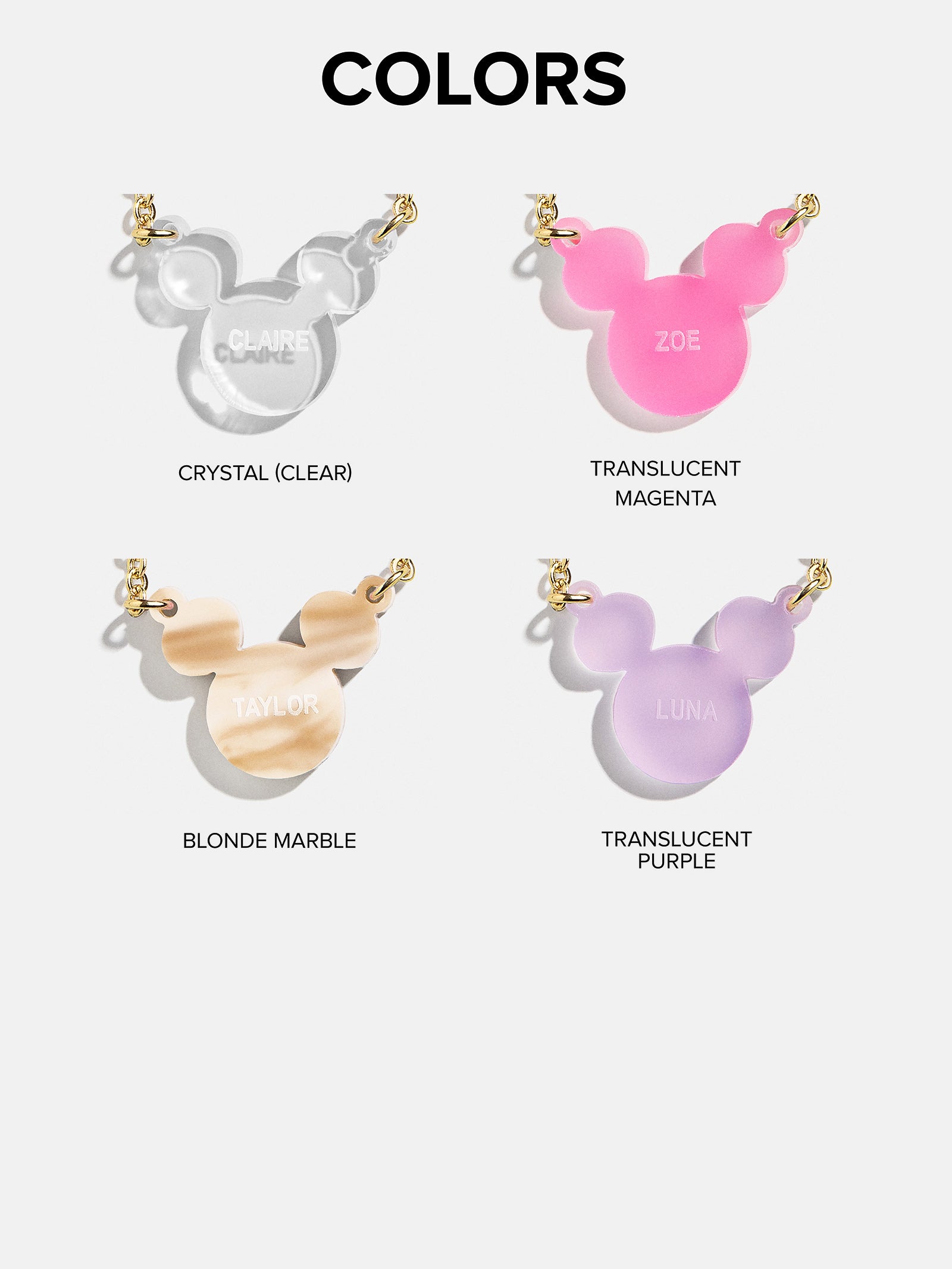 Disney Mickey Mouse Acrylic Custom Necklace - Clear - Image 3